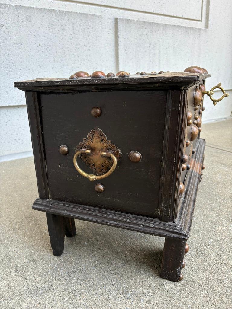 18th Century Dutch Colonial Teak Chest with Brass and Copper Mounts 18th Century Dutch Colonial Teak Chest with Brass and Copper Mounts
