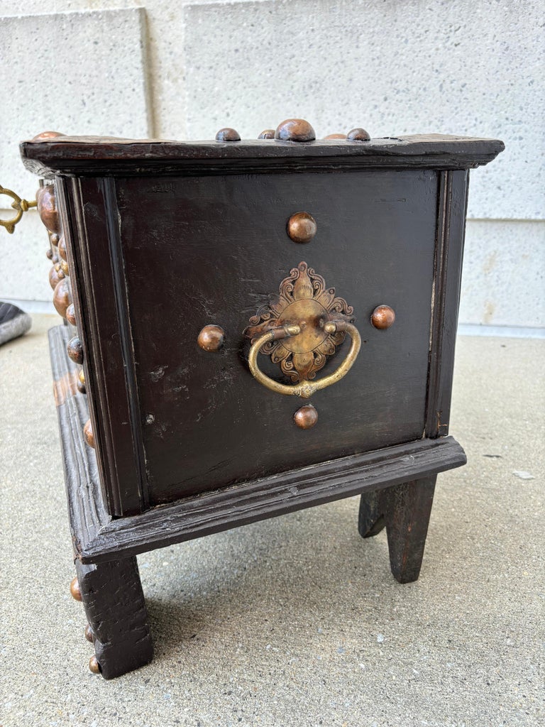 18th Century Dutch Colonial Teak Chest with Brass and Copper Mounts 18th Century Dutch Colonial Teak Chest with Brass and Copper Mounts