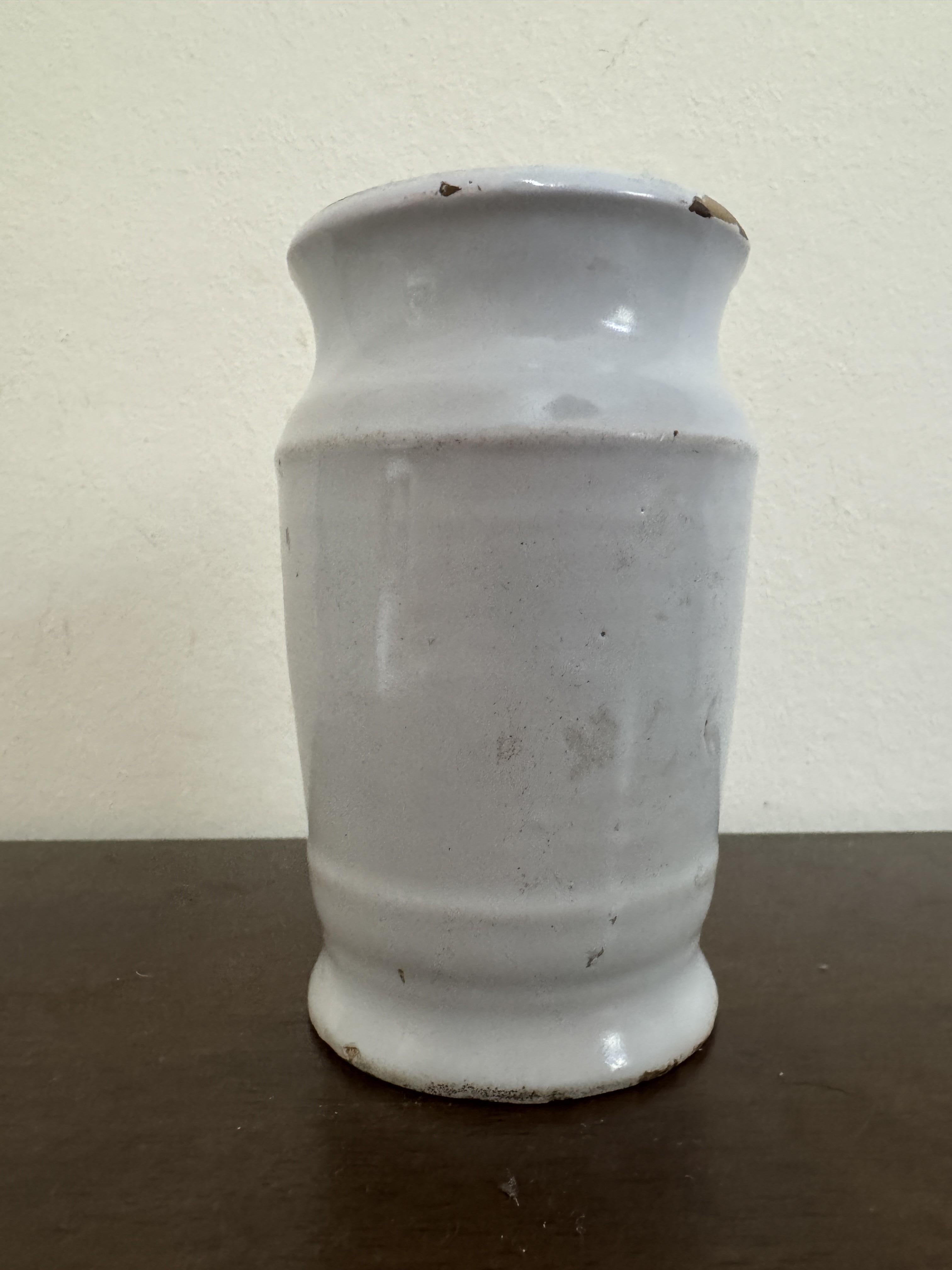 Glazed 18th Century Dutch Delft Apothecary Medicine Jar For Sale