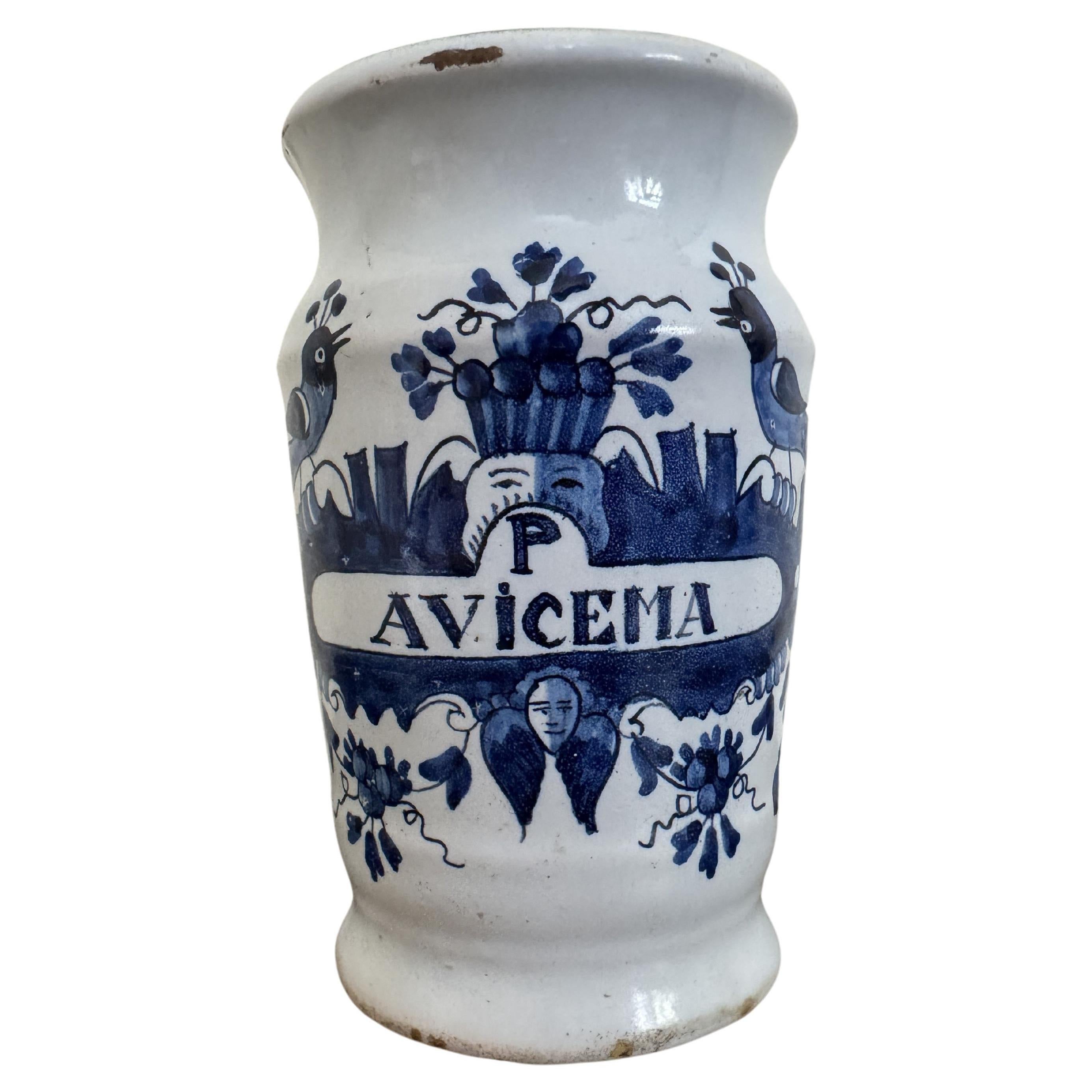 18th Century Dutch Delft Apothecary Medicine Jar For Sale