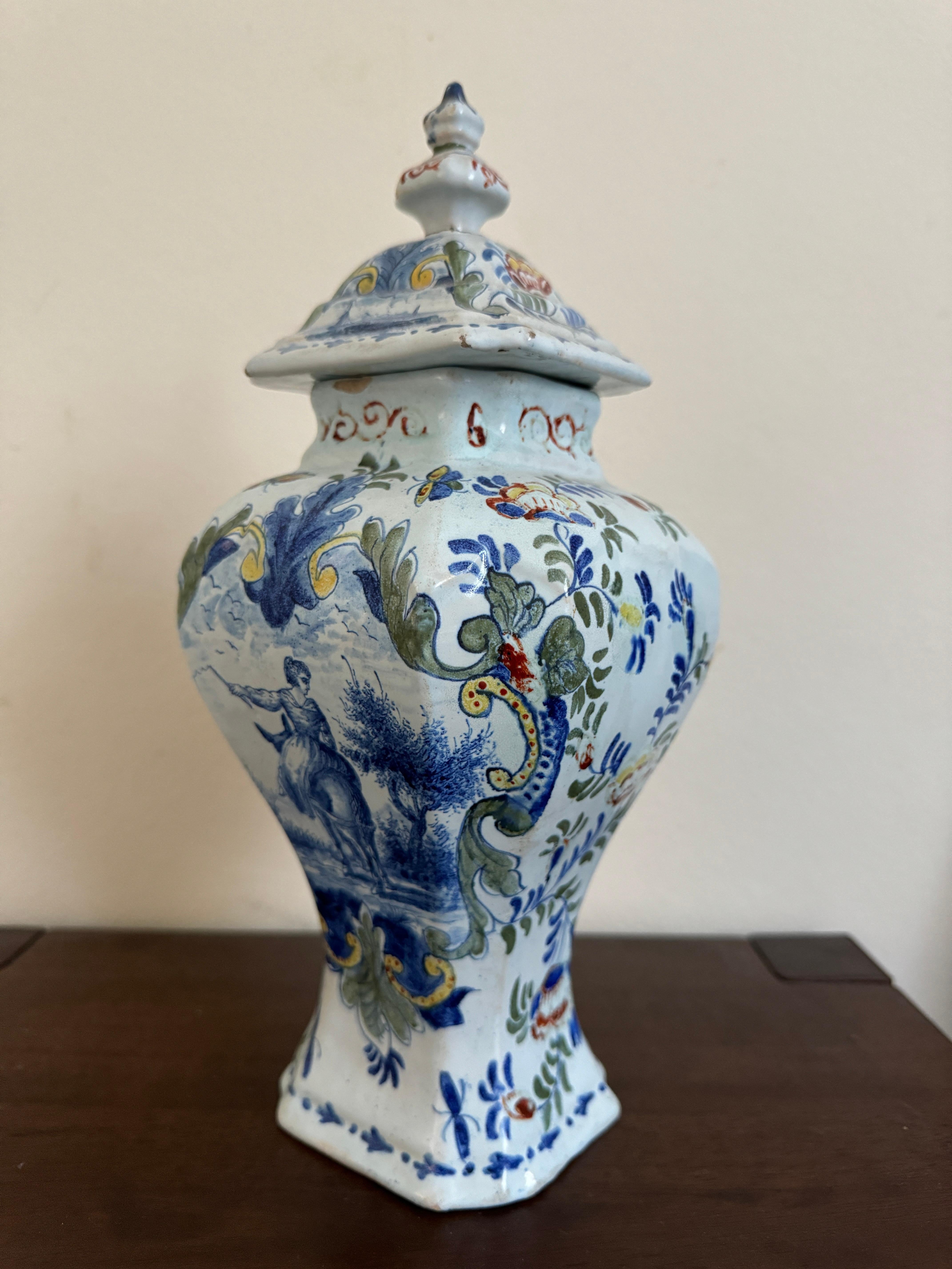 18th Century Dutch Delft Baluster Vase and Lid 2