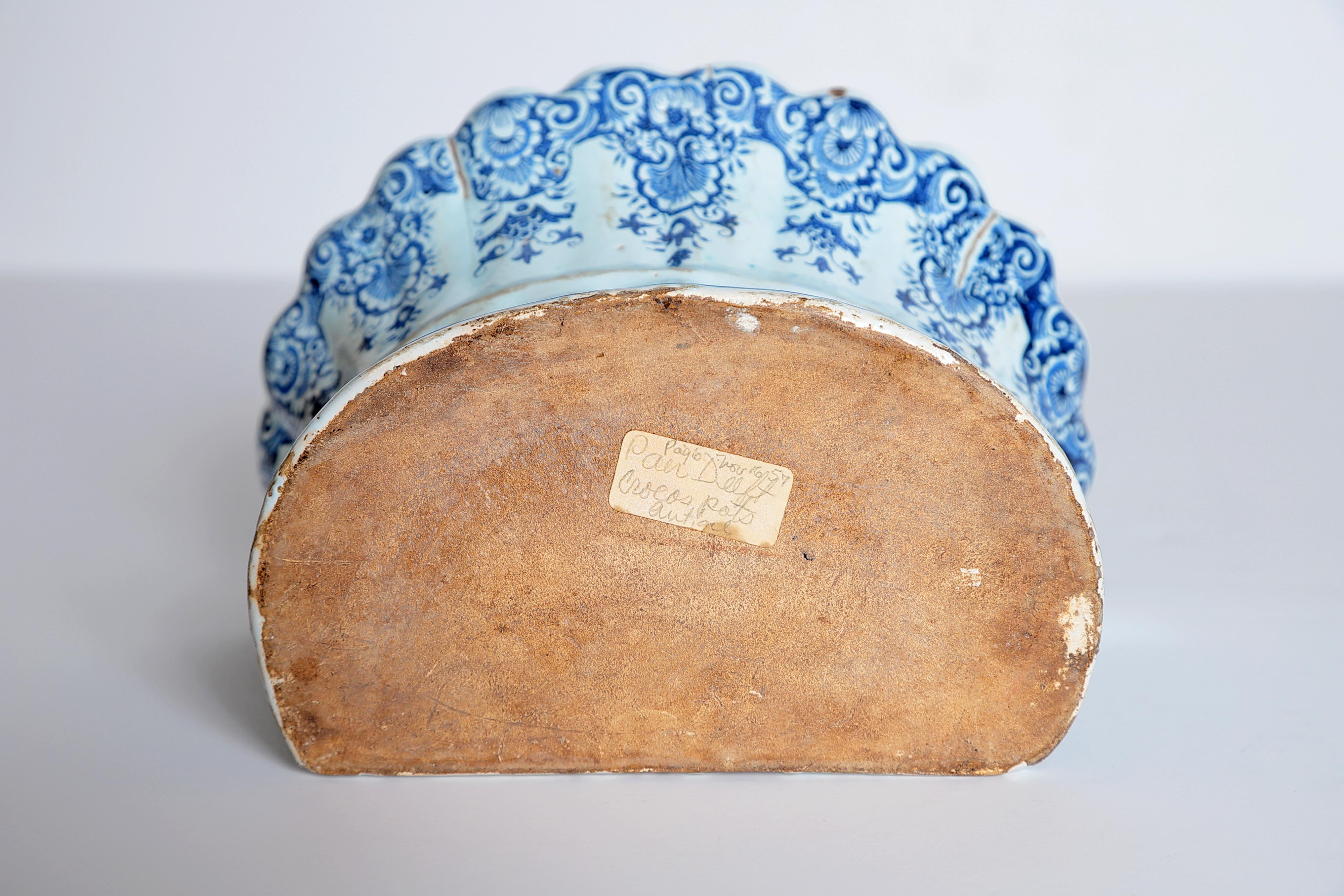 18th Century Dutch Delft Bough Pot / Wall Pocket 8