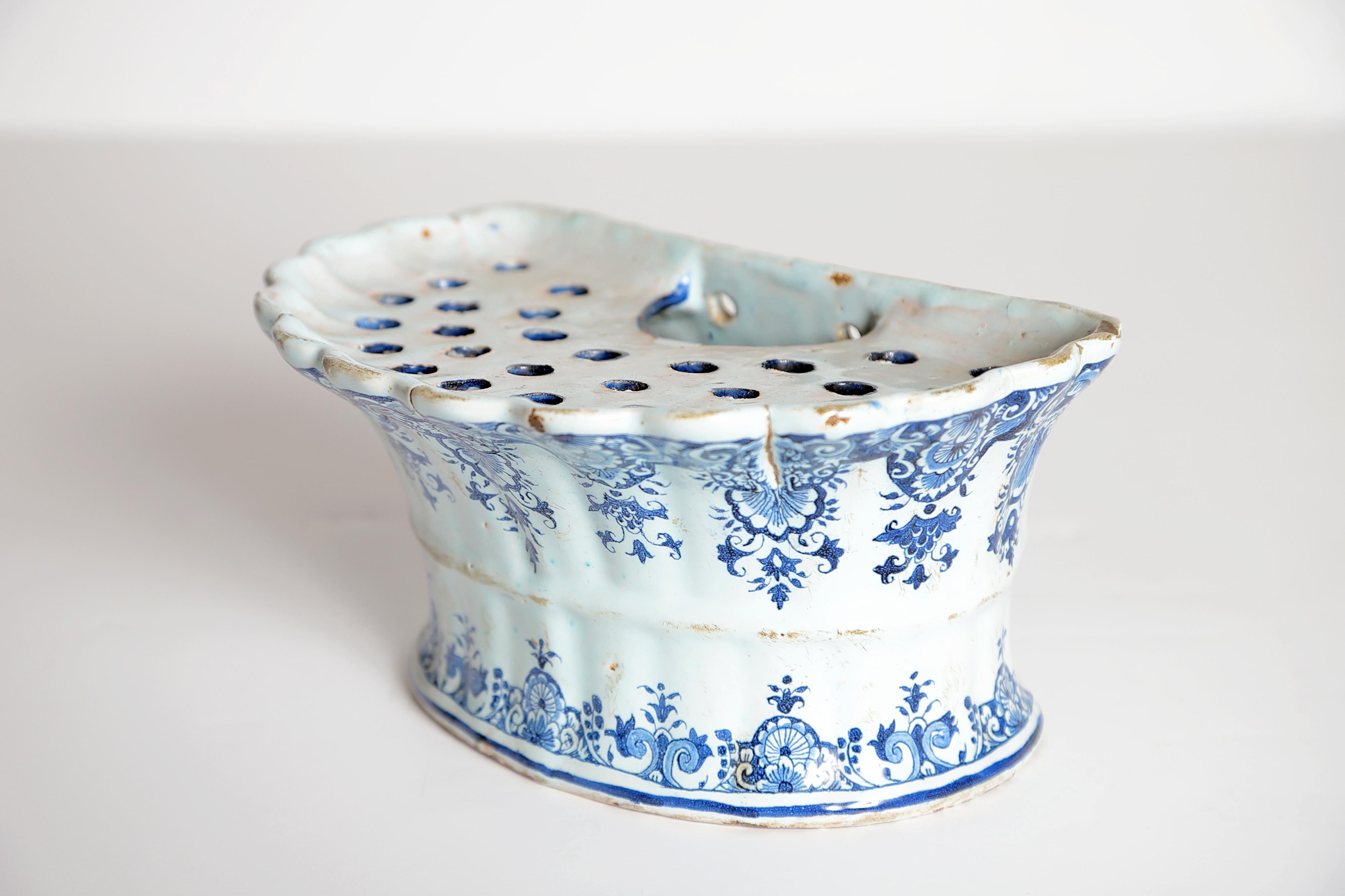Baroque 18th Century Dutch Delft Bough Pot / Wall Pocket