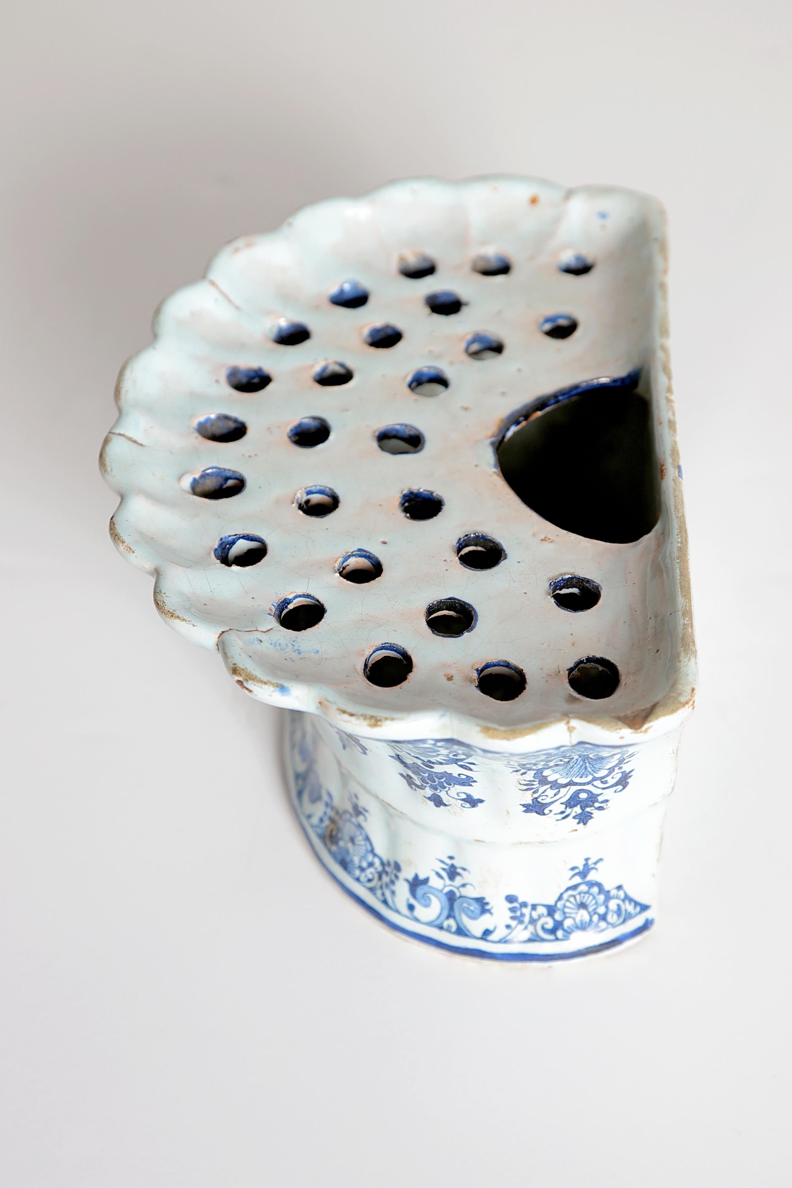 Hand-Crafted 18th Century Dutch Delft Bough Pot / Wall Pocket