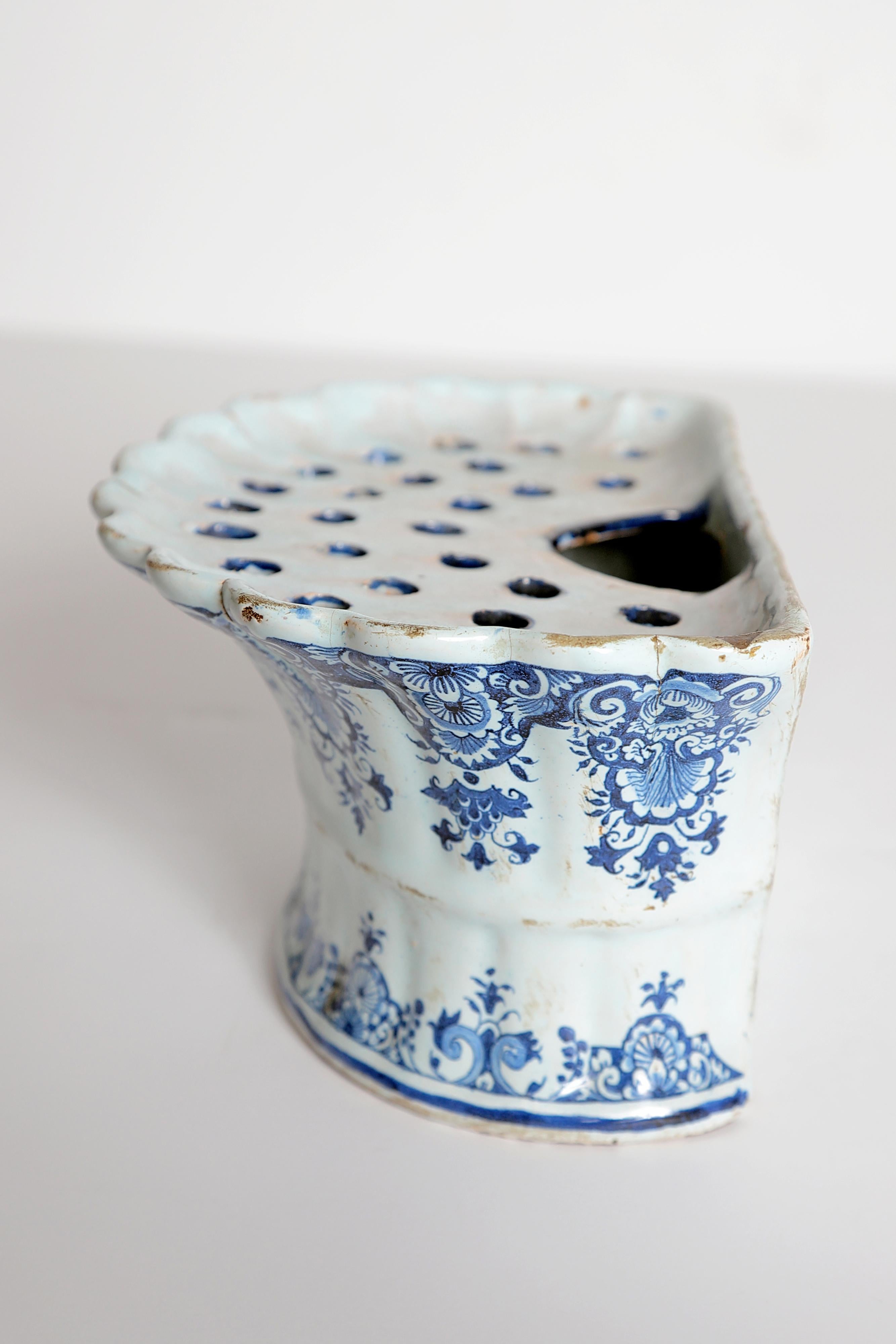 18th Century Dutch Delft Bough Pot / Wall Pocket 1