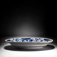 18ème siècle, assiette à charge Delft hollandaise, bleue et blanche - 12.4in