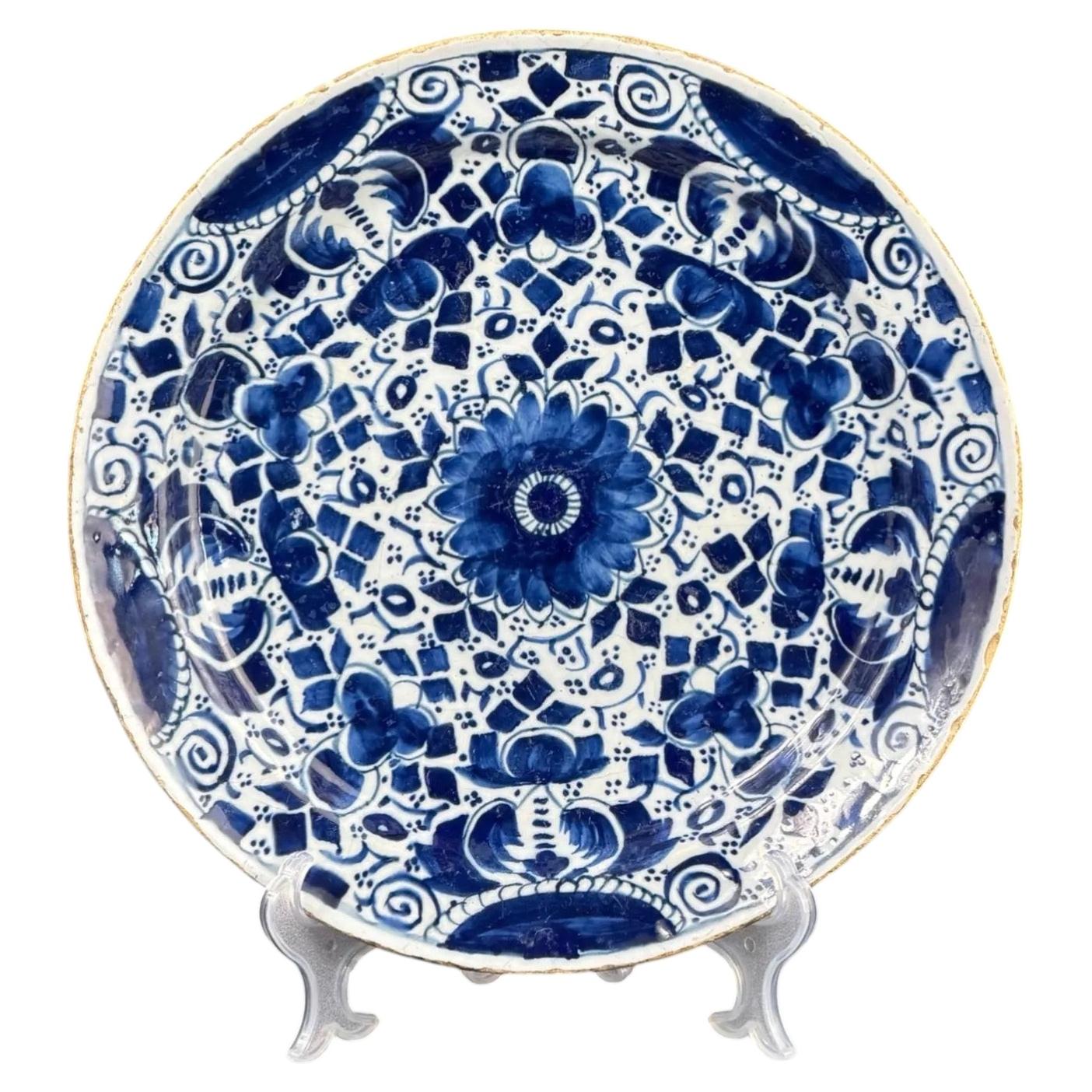 18th Century, Dutch Delft Charger Plate Blue & White Plate - 12.4in