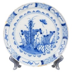 18th Century, Dutch Delft Charger Plate Blue & White Plate - 8.6in