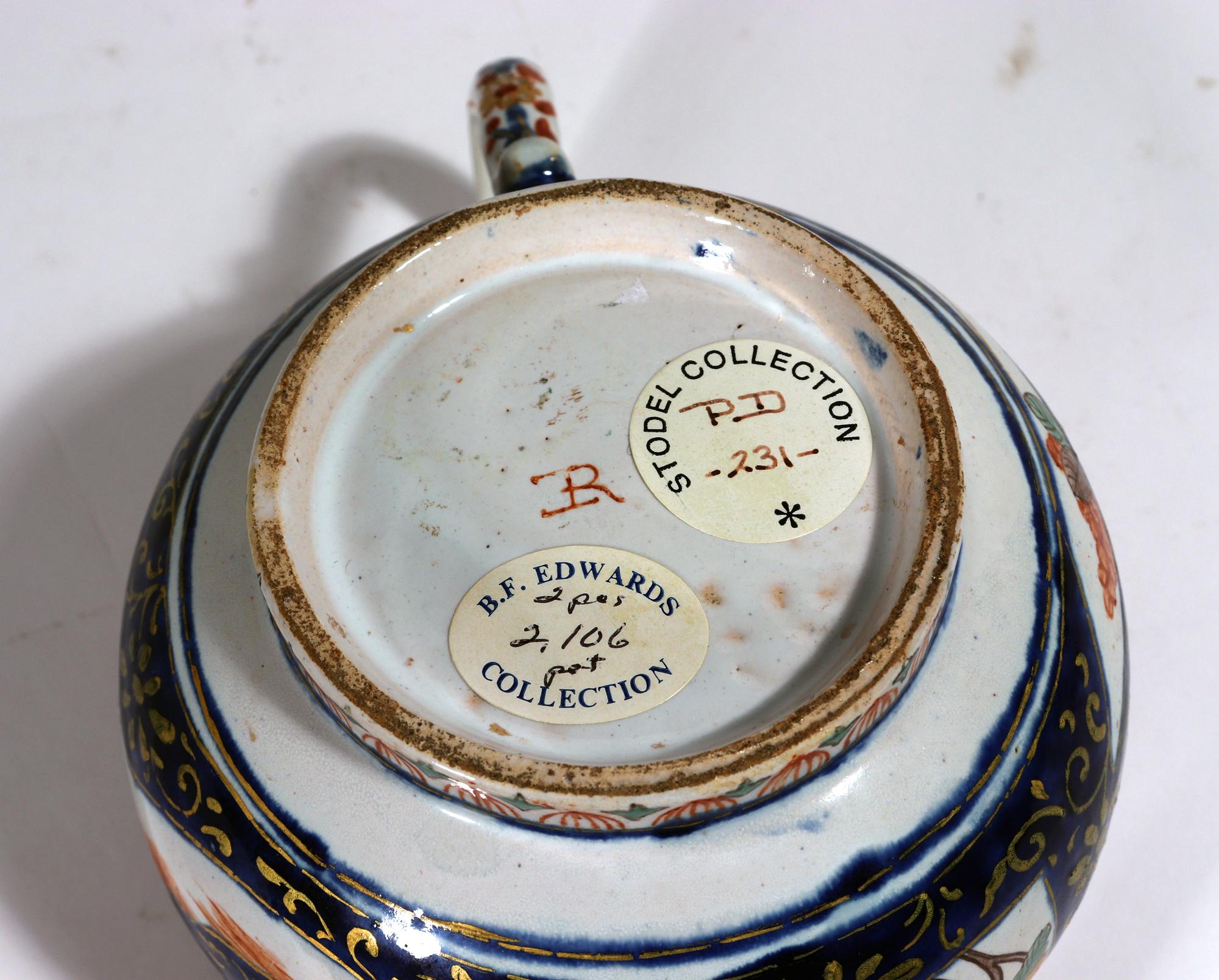 18th Century Dutch Delft Dore Chinoiserie Teapot & Cover For Sale 7