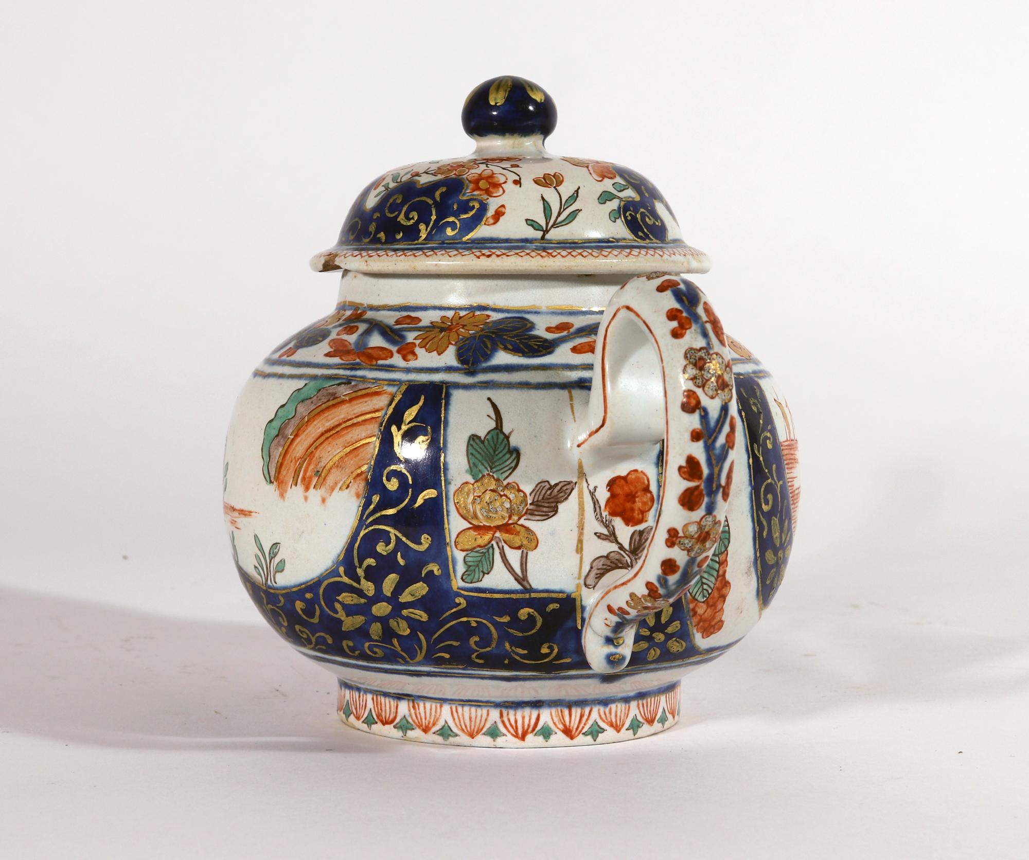 Early 18th Century 18th Century Dutch Delft Dore Chinoiserie Teapot & Cover For Sale