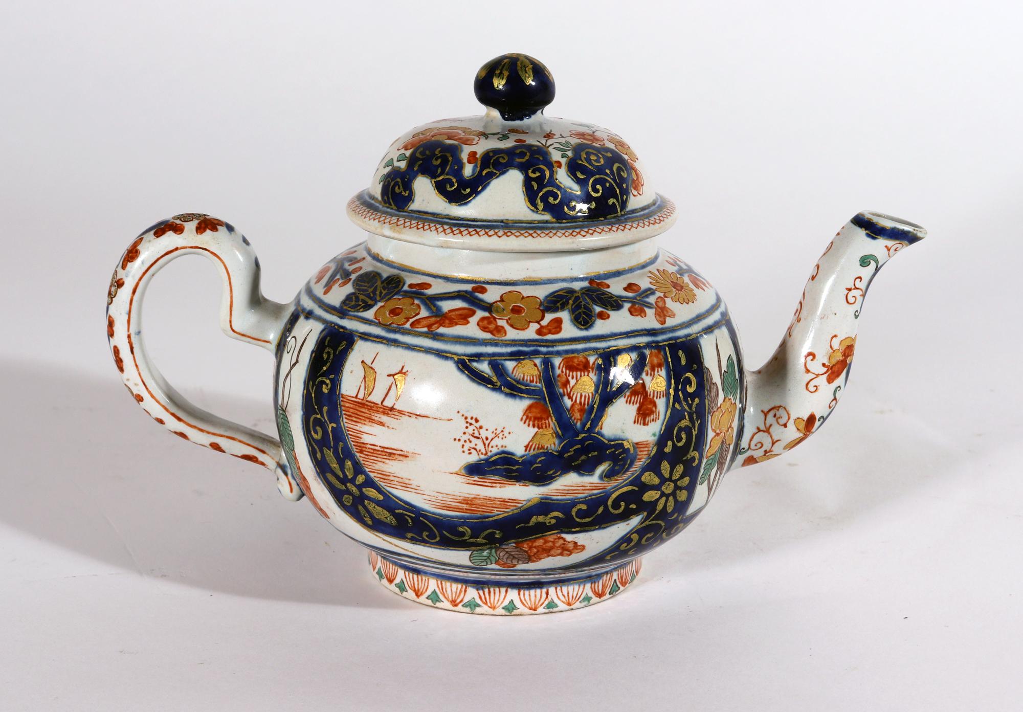 18th Century Dutch Delft Dore Chinoiserie Teapot & Cover For Sale 2