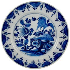 Antique 18th Century Dutch Delft Faïence Chinoiserie Style Landscape Cobalt Blue Charger