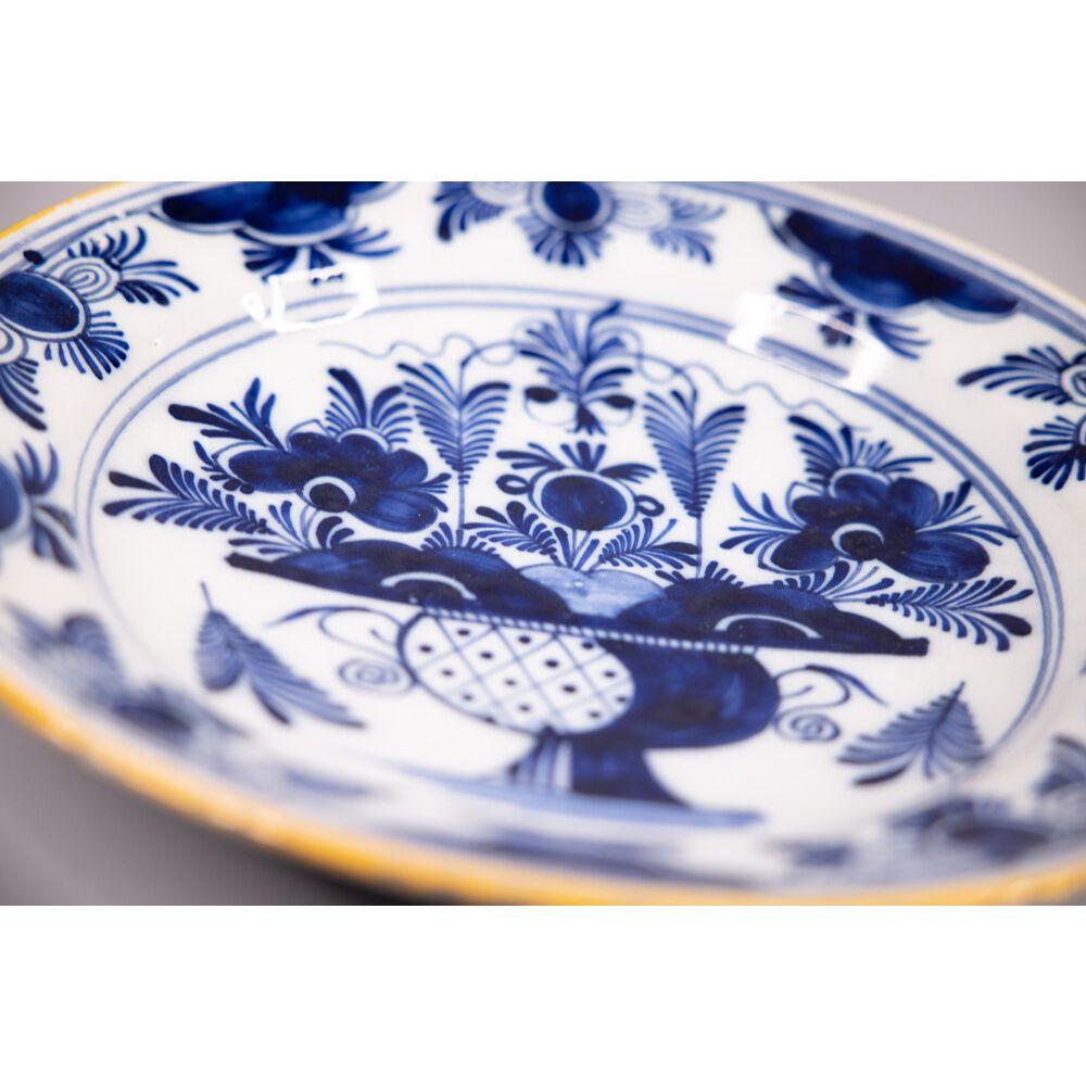 18th Century and Earlier 18th Century Dutch Delft Faience Floral Charger For Sale