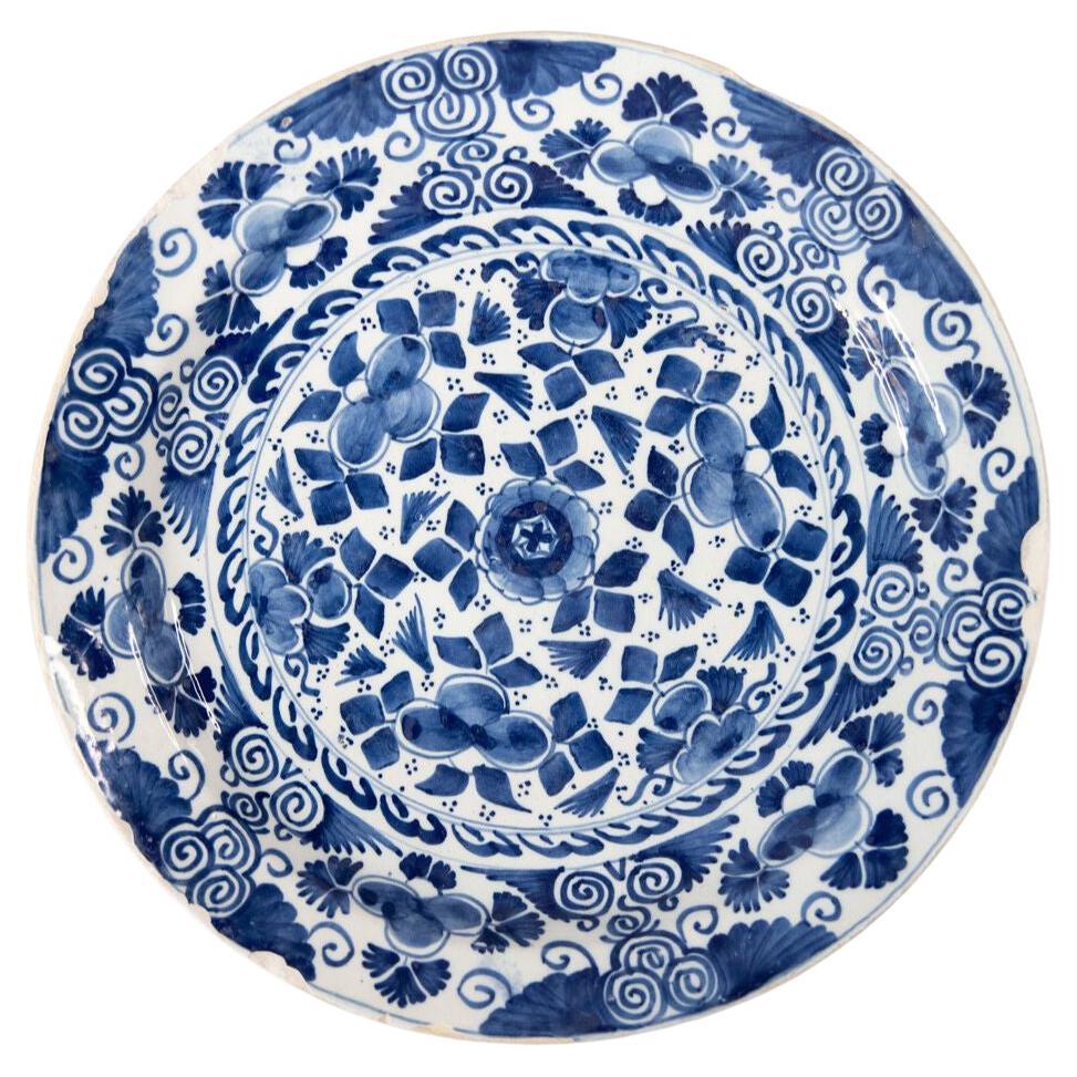 18th Century Dutch Delft Faience Floral Charger