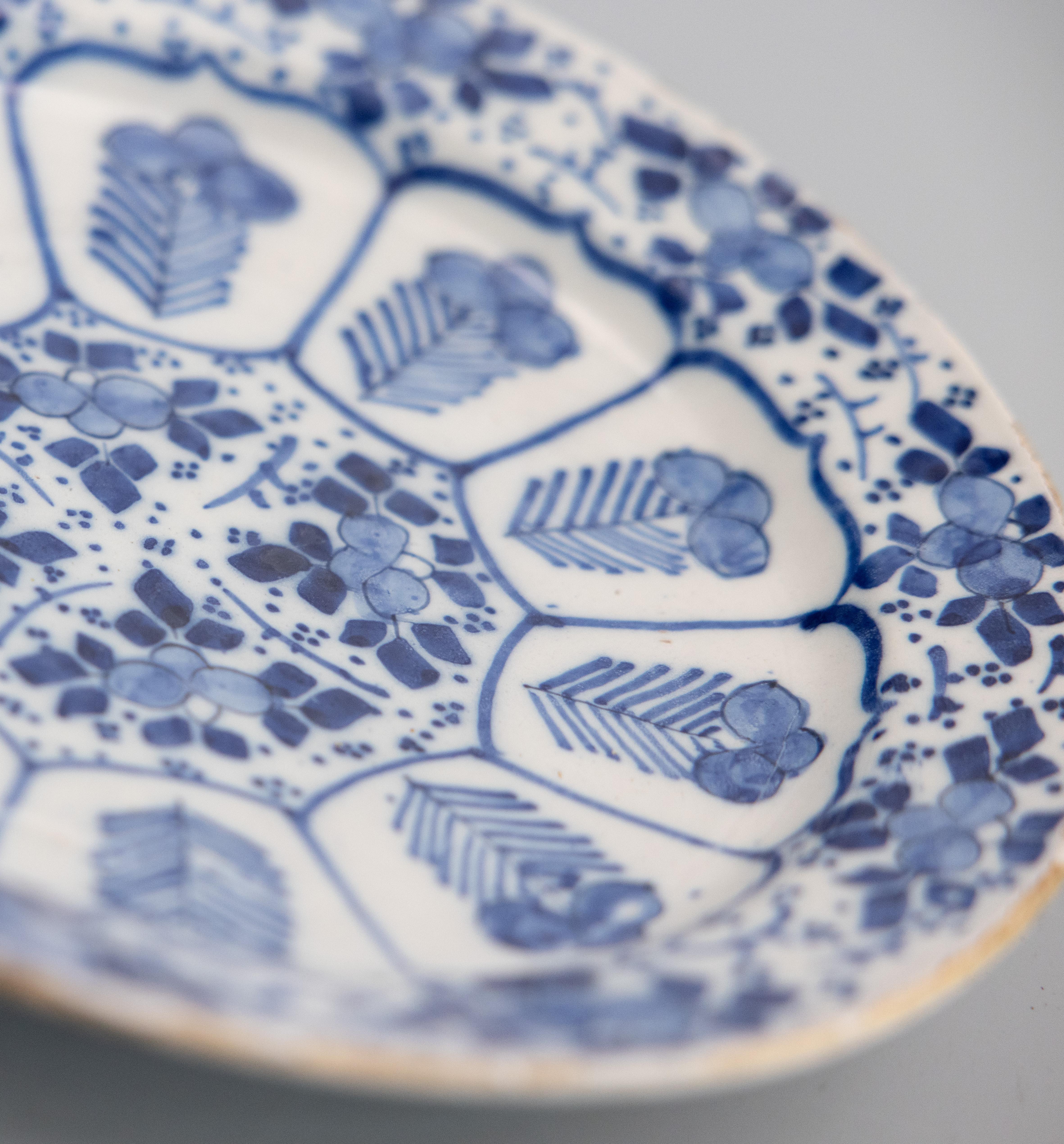 18th Century and Earlier 18th Century Dutch Delft Faience Floral Large Plate or Charger For Sale
