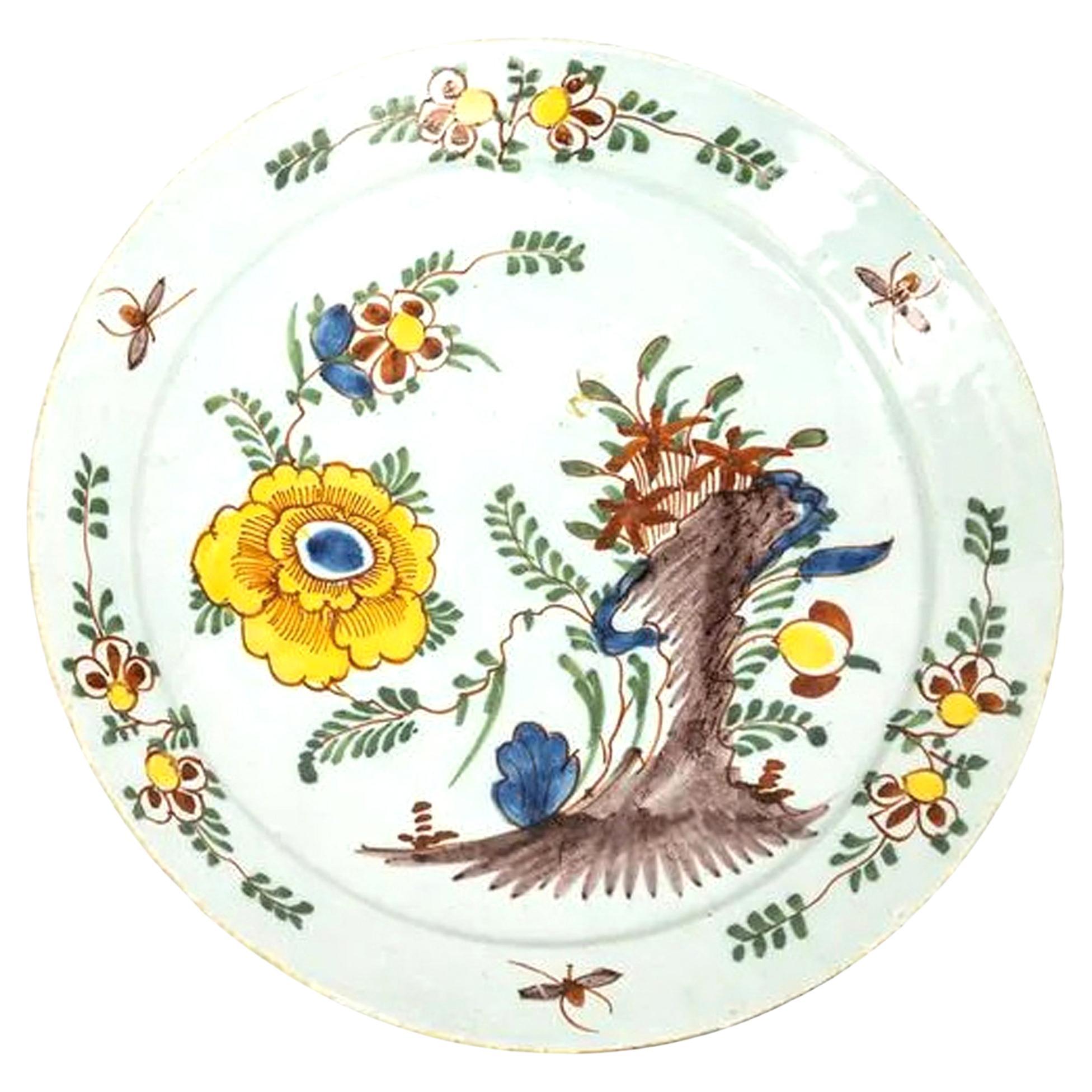 18th century Dutch Delft Polychrome Chinoiserie Plate