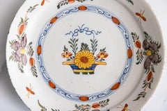 18th Century Dutch Delft Polychrome Floral Plate