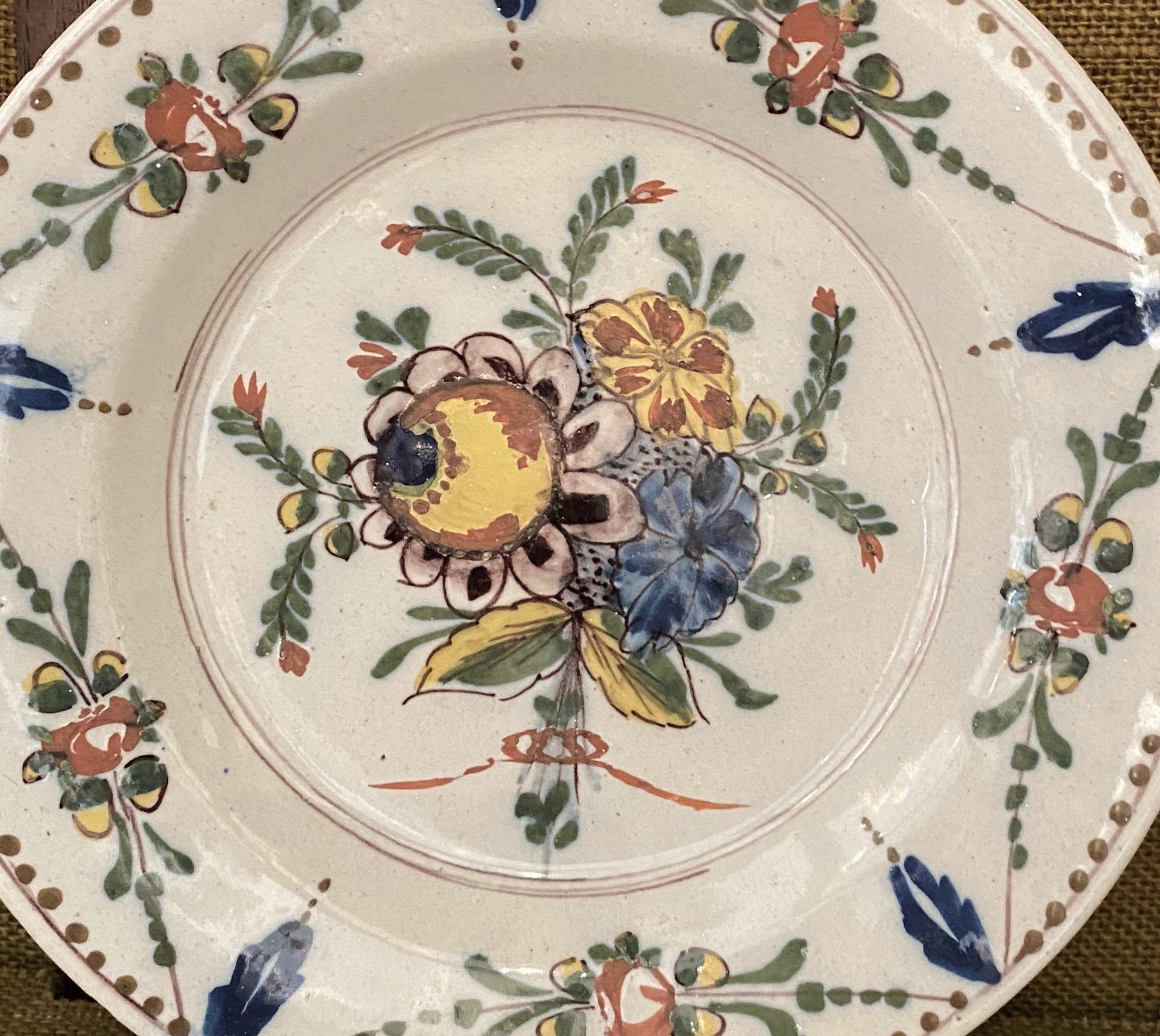 18th Century and Earlier 18th Century Dutch Delft Polychrome Plate