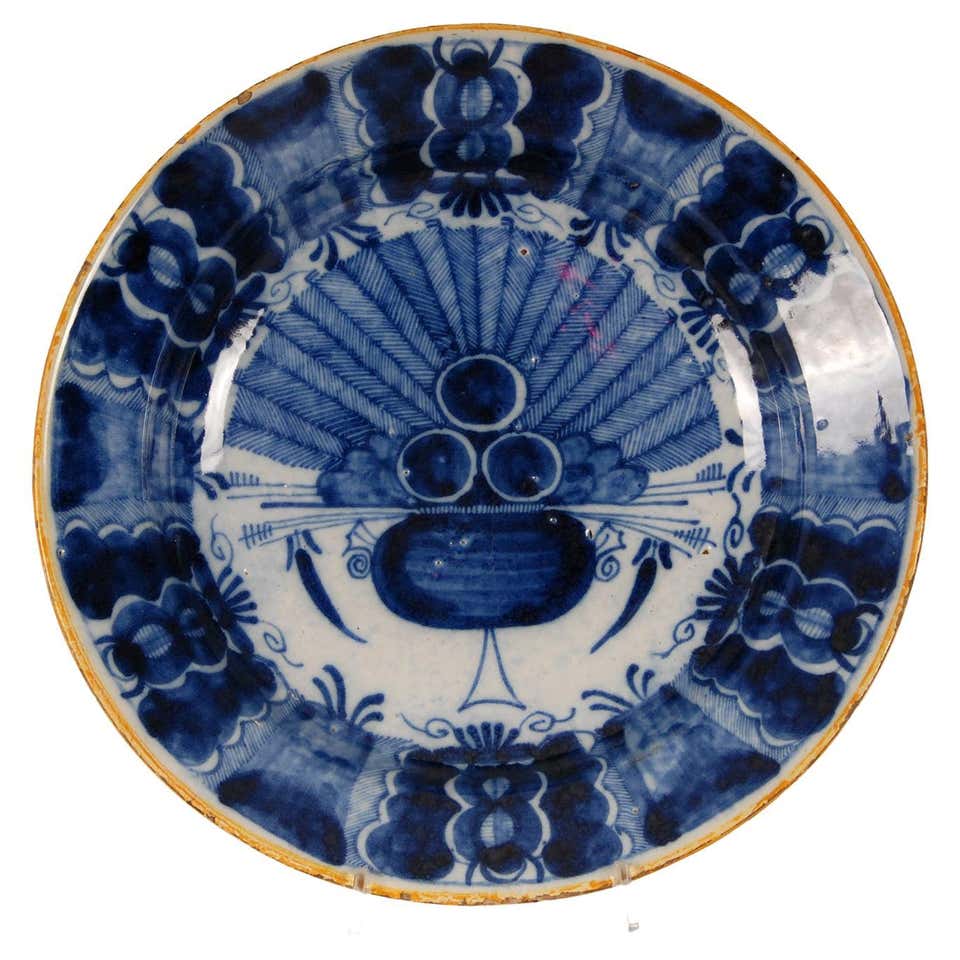 18th Century Delft Dutch Delftware Blue and White Cabinet Plate ...