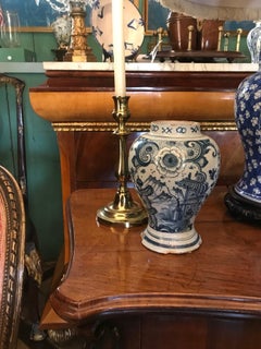 18th Century Dutch Delft Pottery Blue and White Vase Jar Urn Antiques LA CA