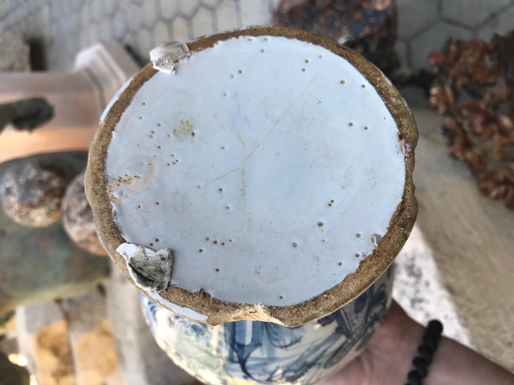 18th Century Dutch Delfter Keramik Blaue und weiße Vase / Krug / Urne Antiquitäten LA CA (Glasiert) im Angebot