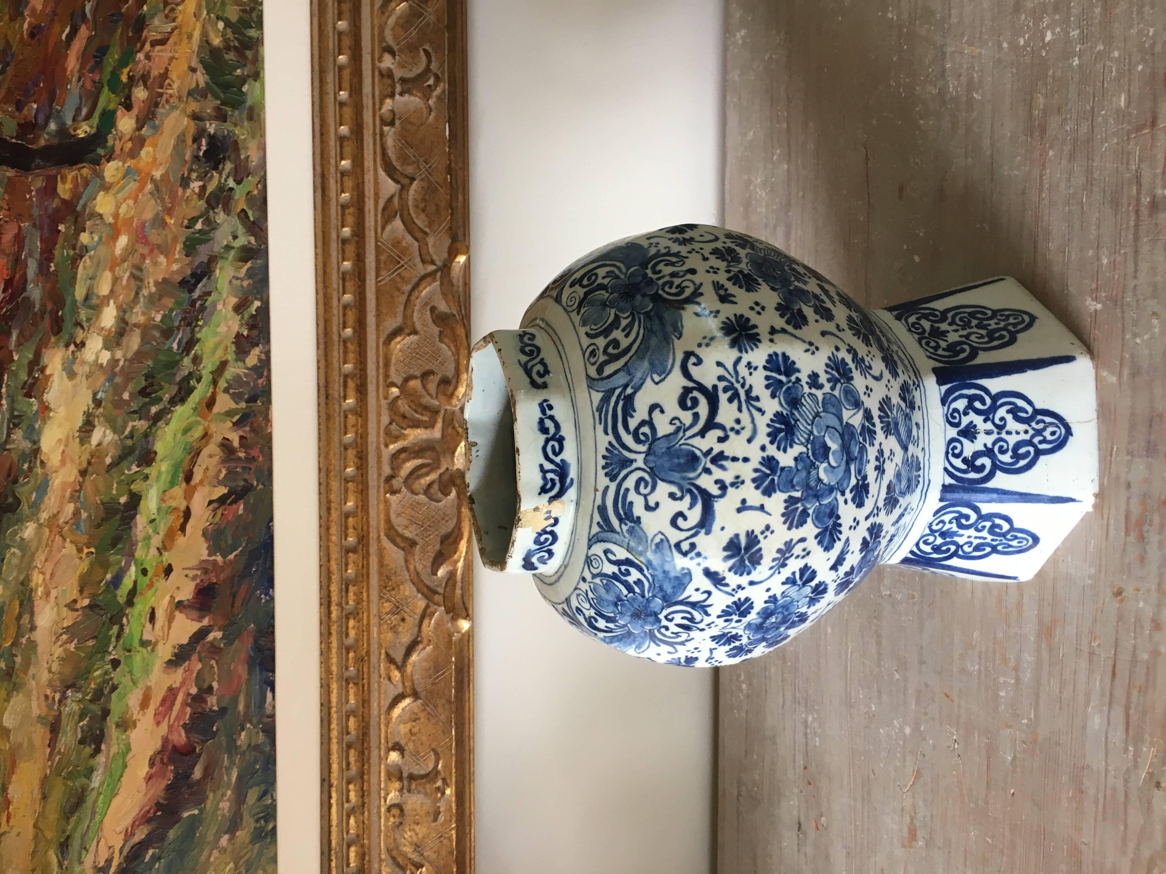 Danish 18th Century Dutch Delft Vase For Sale
