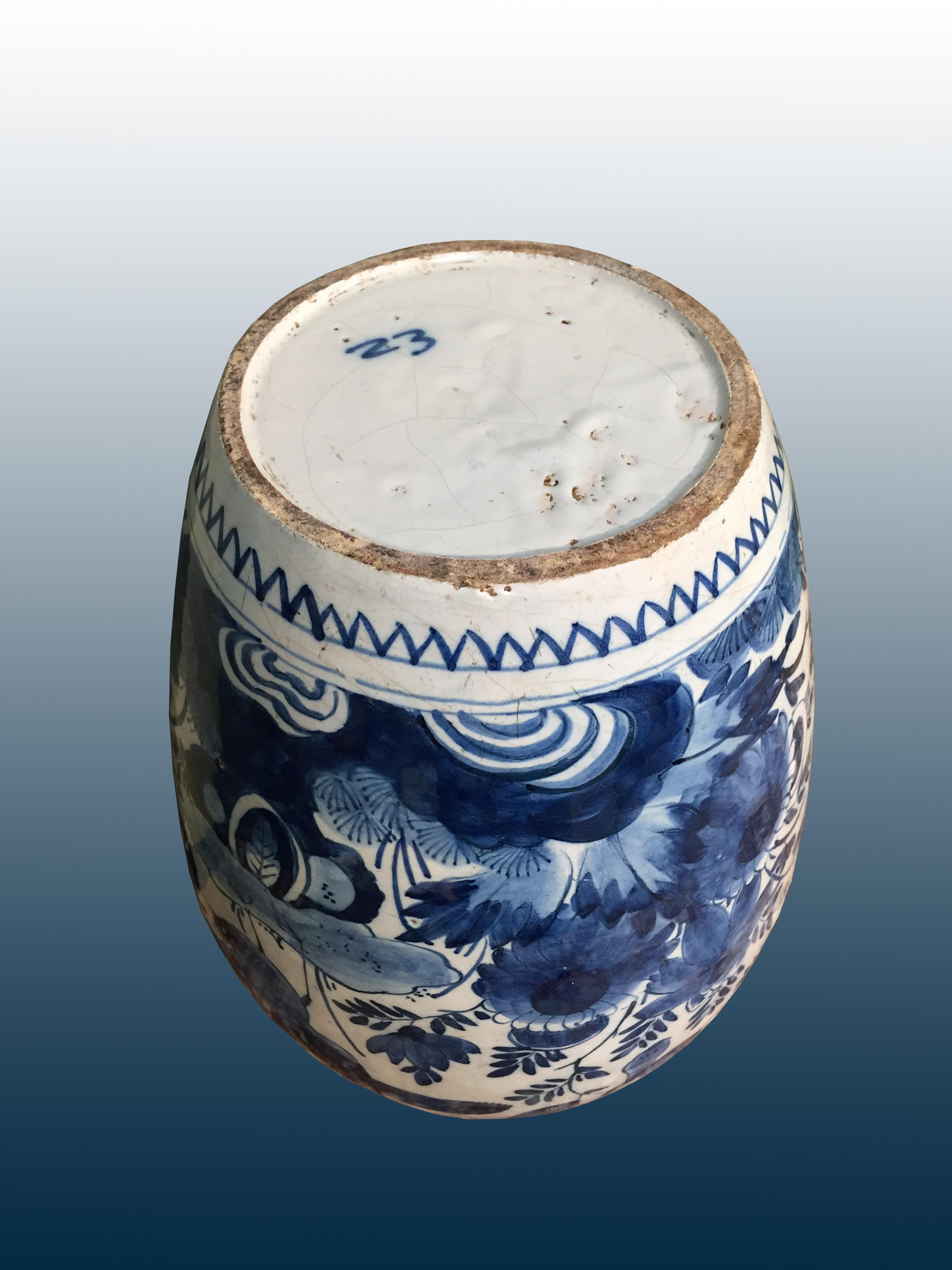 18th century Dutch Delft Vase with Peacock 1
