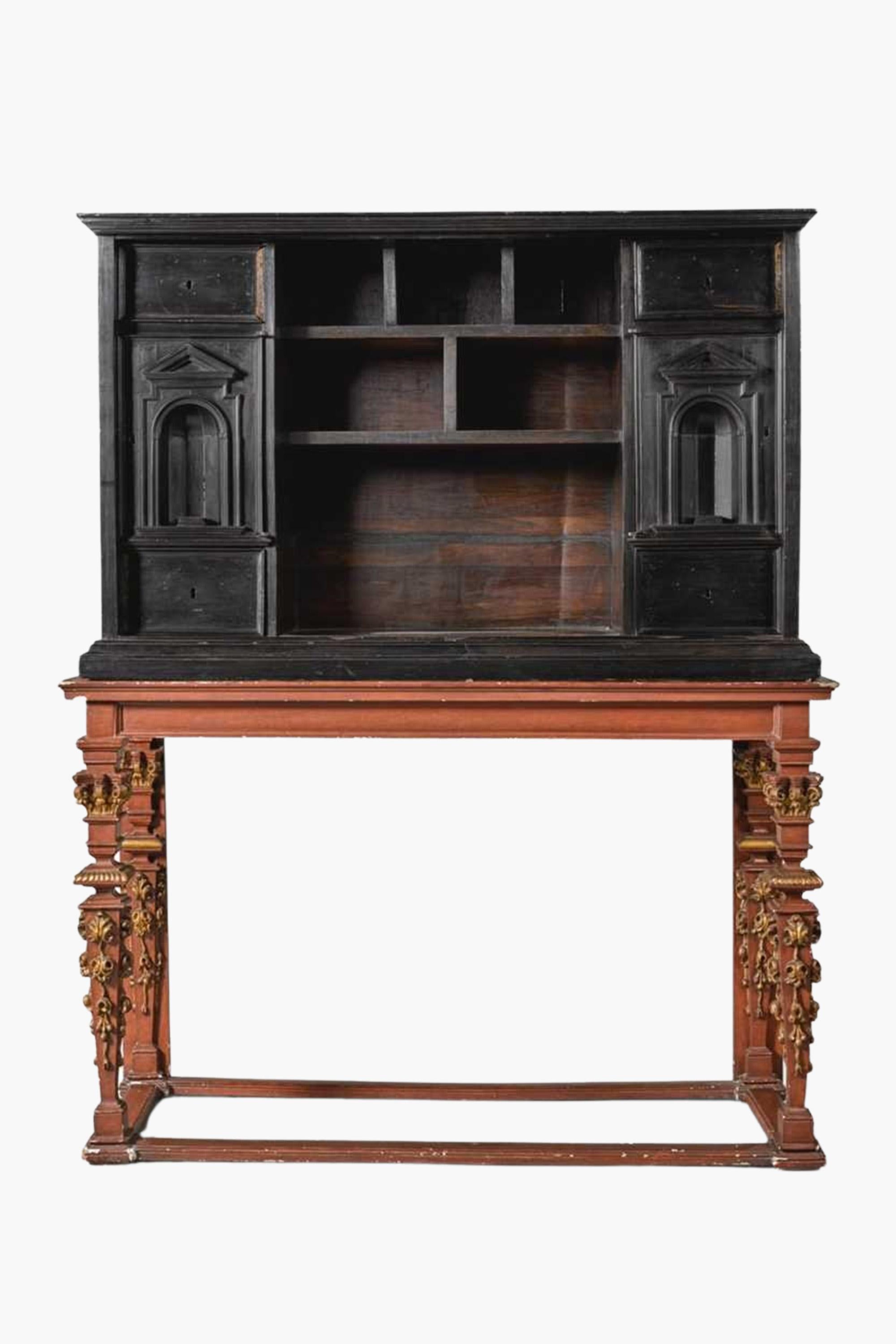 18th Century Dutch Ebony Cabinet on Stand In Fair Condition For Sale In London, GB