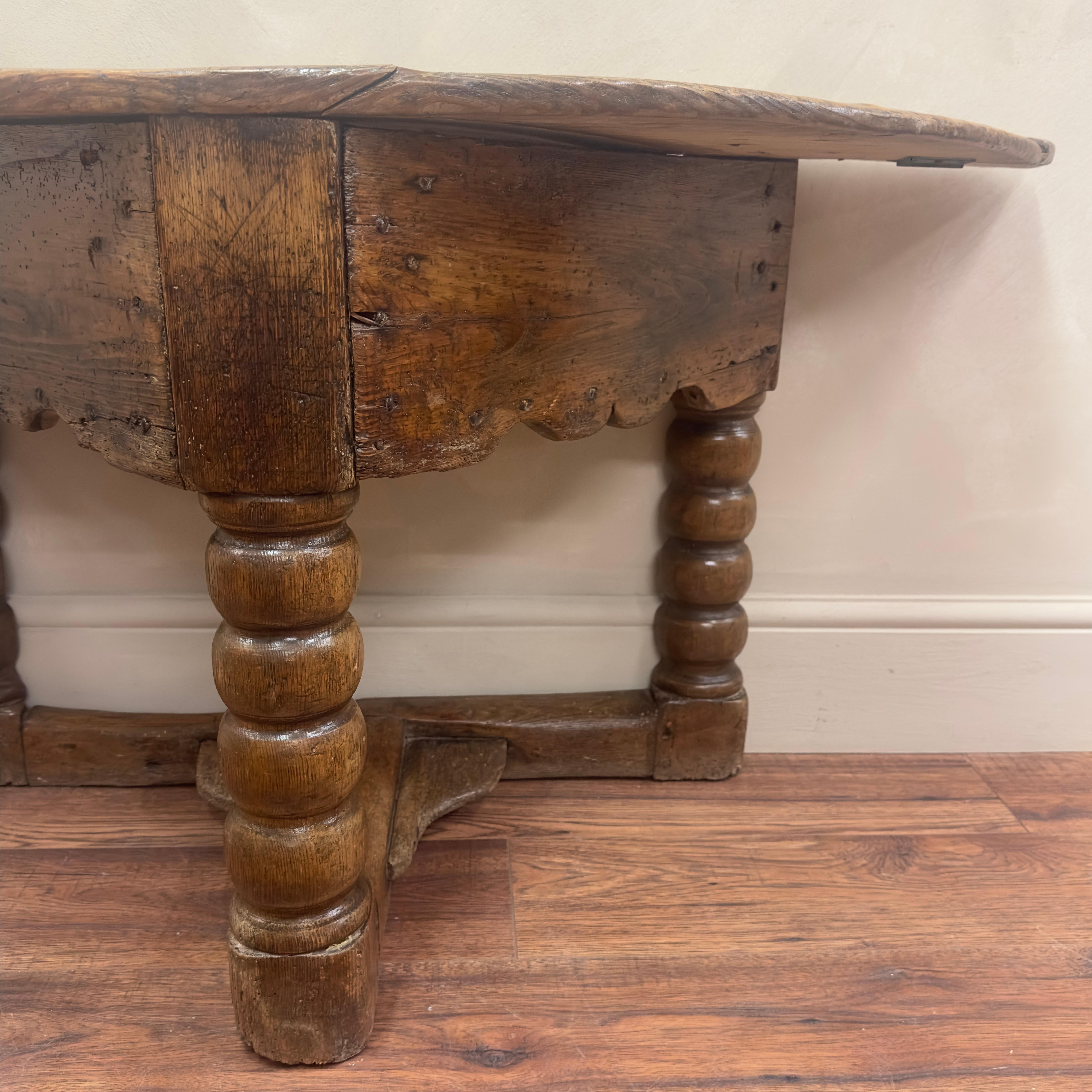 18th Century, Dutch Elm Demi Lune Console Table For Sale 1