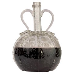 18th Century Dutch Engraved Glass Decanter with Birds & Grapes, Holland, 9in