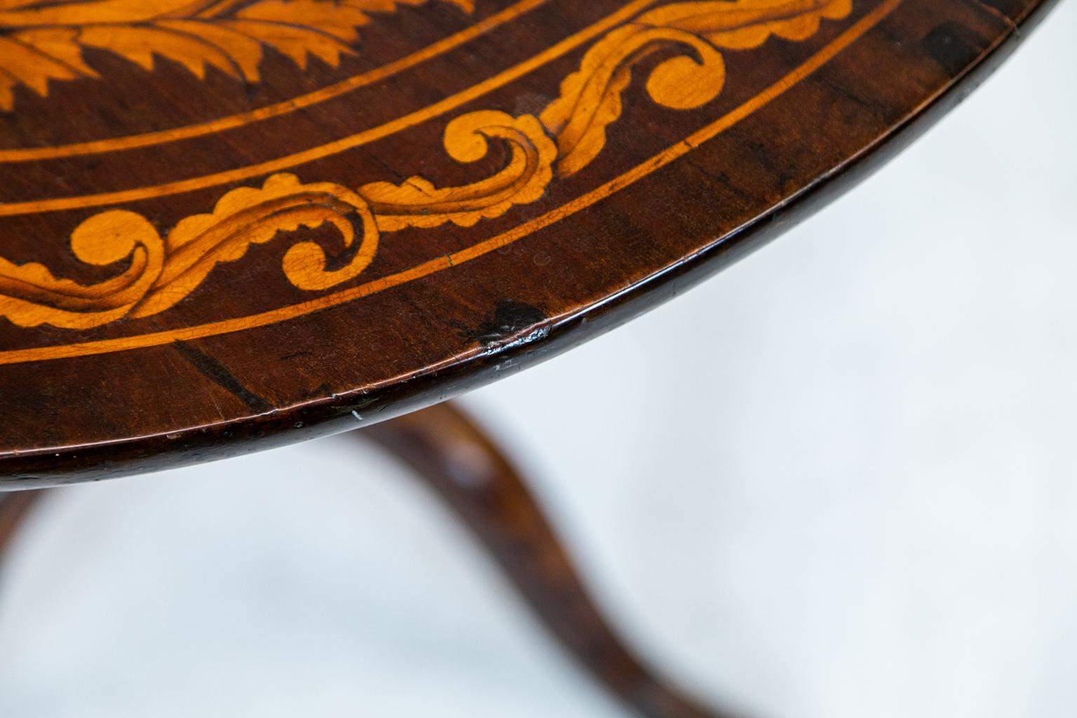 18th Century Dutch Floral Marquetry Tilt Top Tripod Table 3