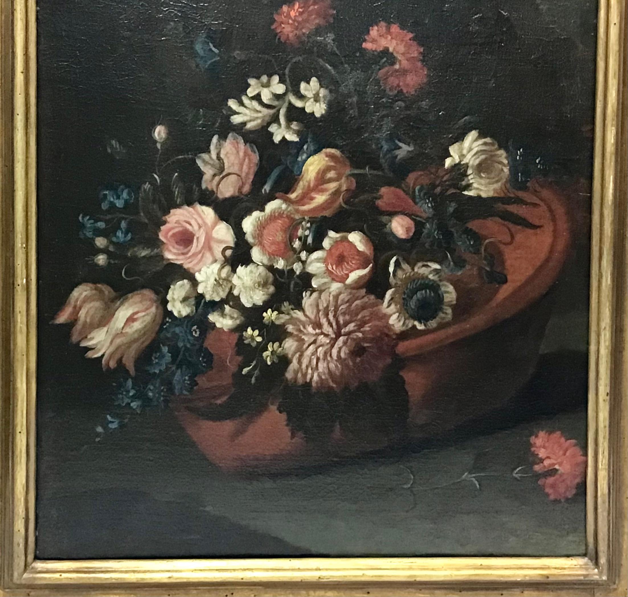 18th century Dutch still life oil painting on canvas in a 18th century giltwood Frame. The painting has been re-lined.