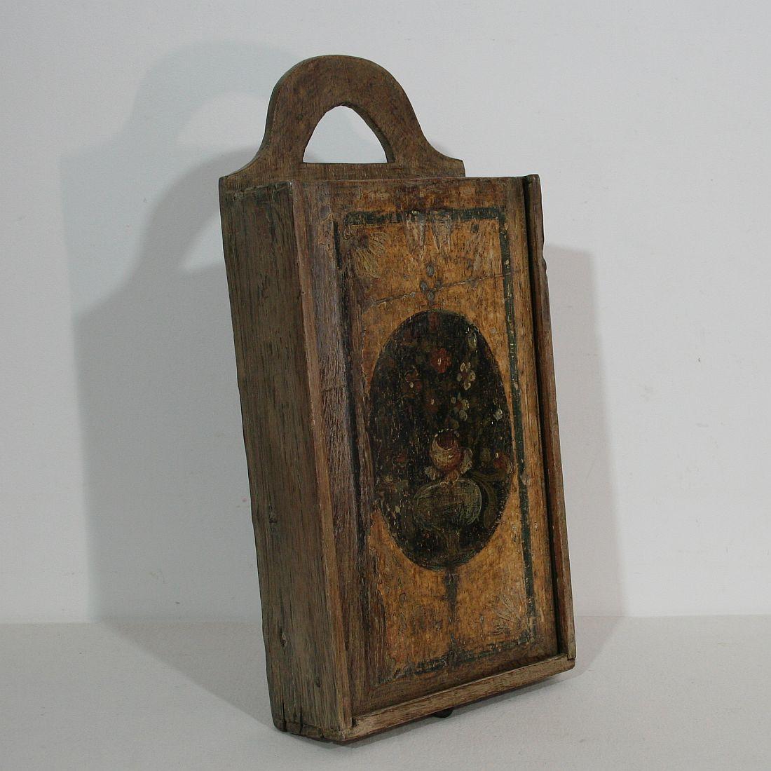 Hand-Crafted 18th Century Dutch Folk Art Wooden School Bag or Box