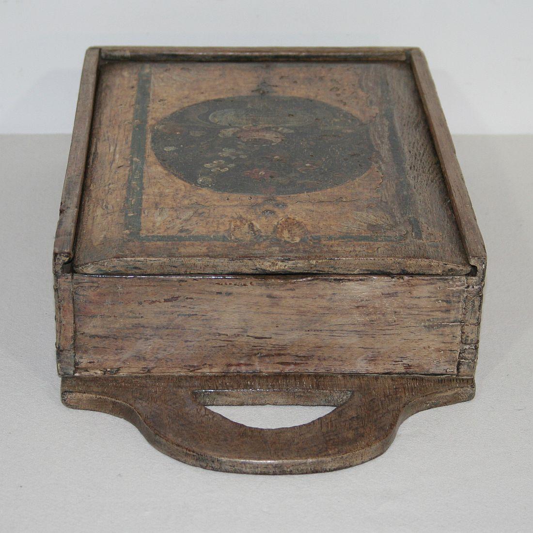 18th Century Dutch Folk Art Wooden School Bag or Box 3