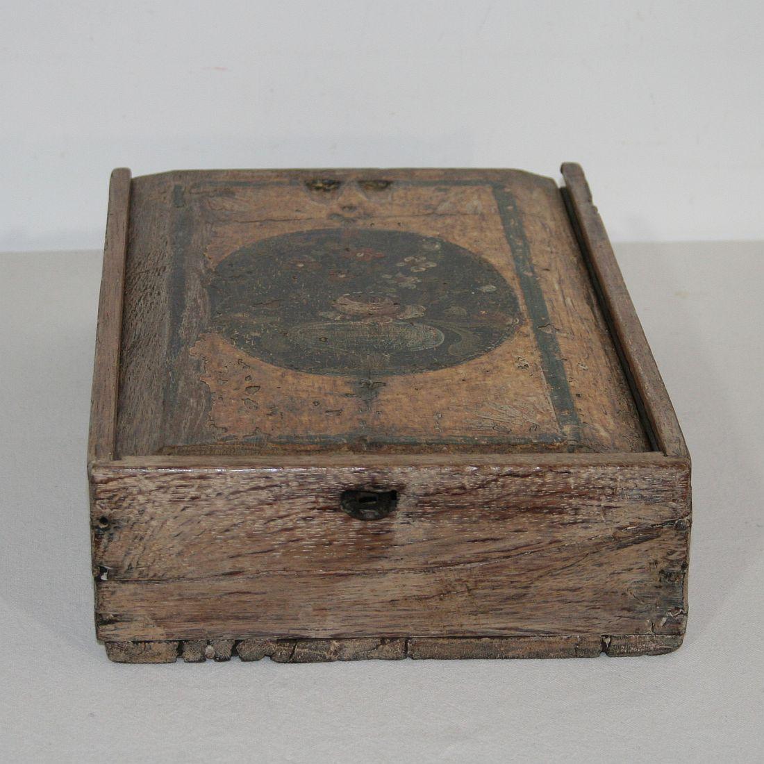 18th Century Dutch Folk Art Wooden School Bag or Box 4