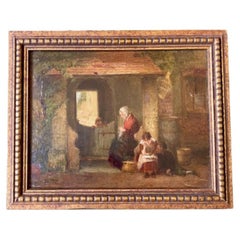 18th Century Dutch Genre Painting with Mother and Children