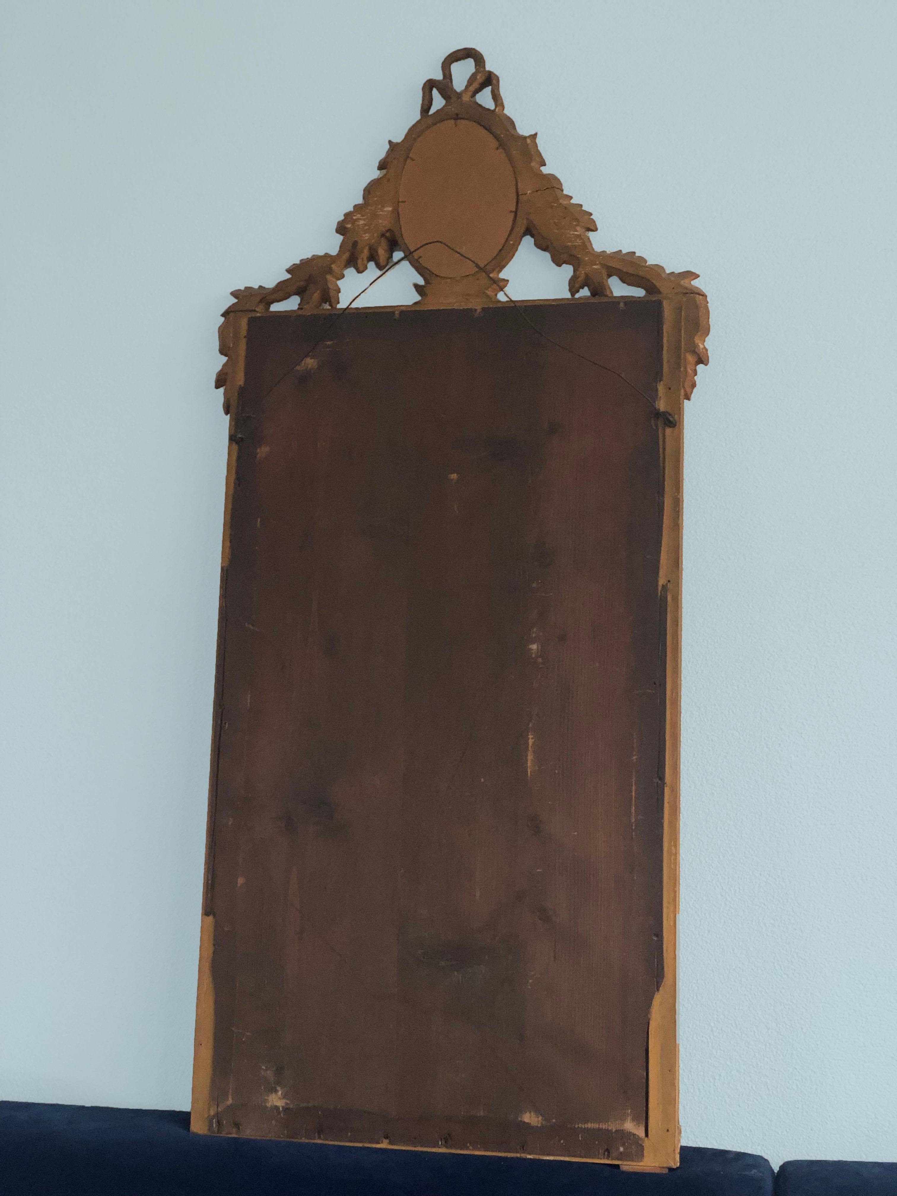 Niederländischer Louis-XVI-Spiegel aus vergoldetem Holz mit Verre-Griff aus dem 18. Jahrhundert im Angebot 3