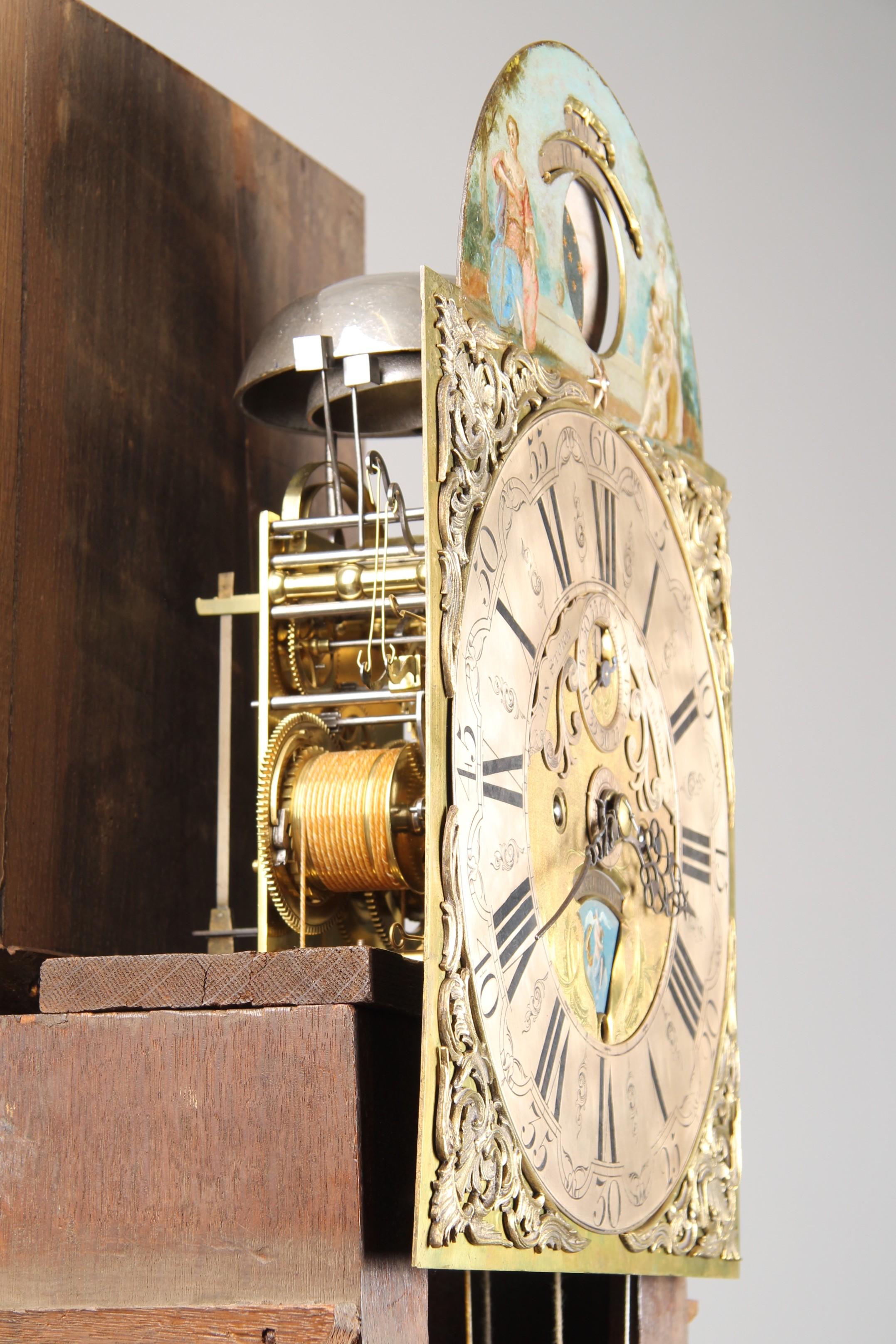 18th Century Dutch Grandfather Clock, Calendar and Moonphases, Amsterdam 1760-70 For Sale 10