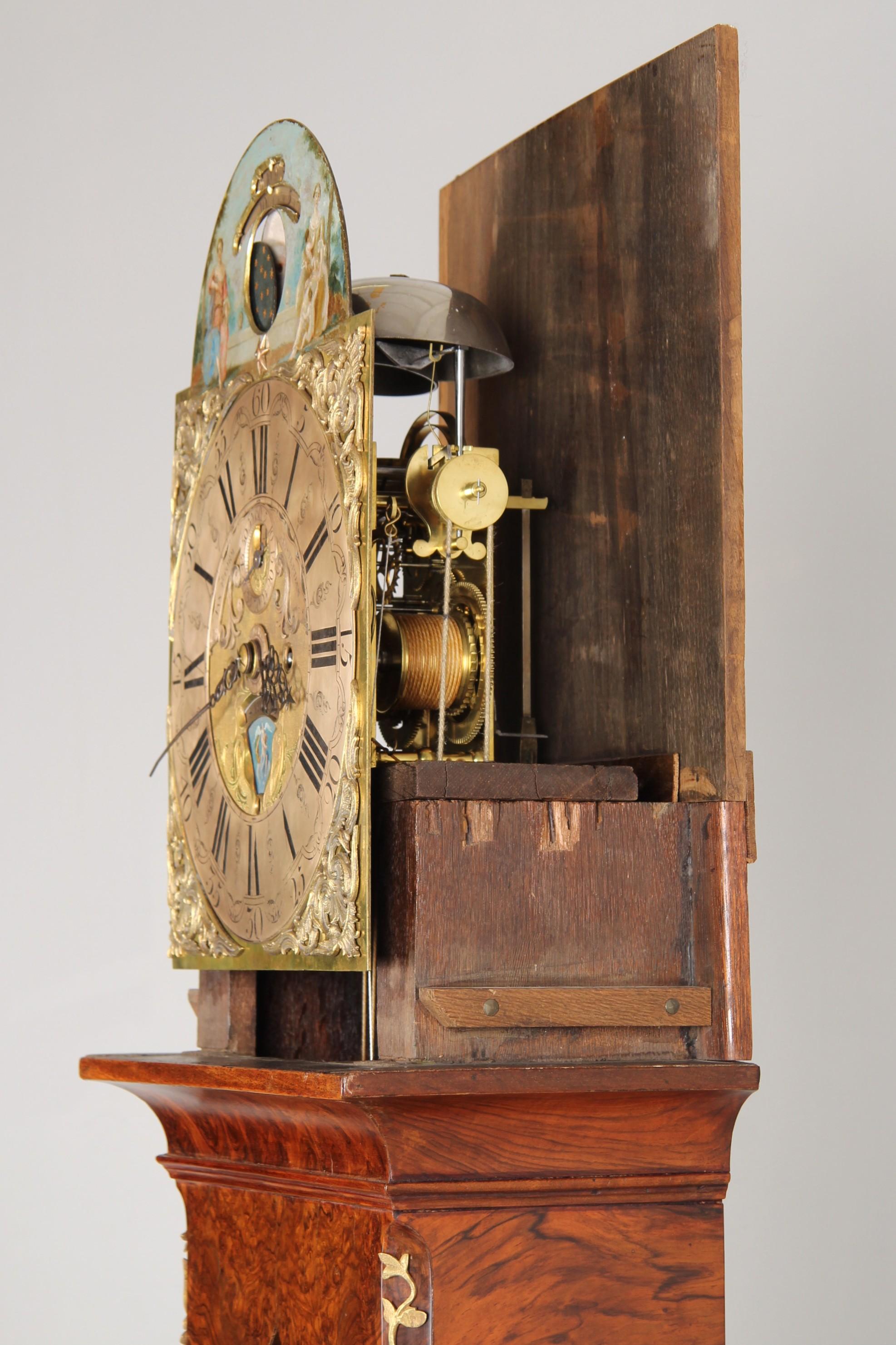 18th Century Dutch Grandfather Clock, Calendar and Moonphases, Amsterdam 1760-70 For Sale 11