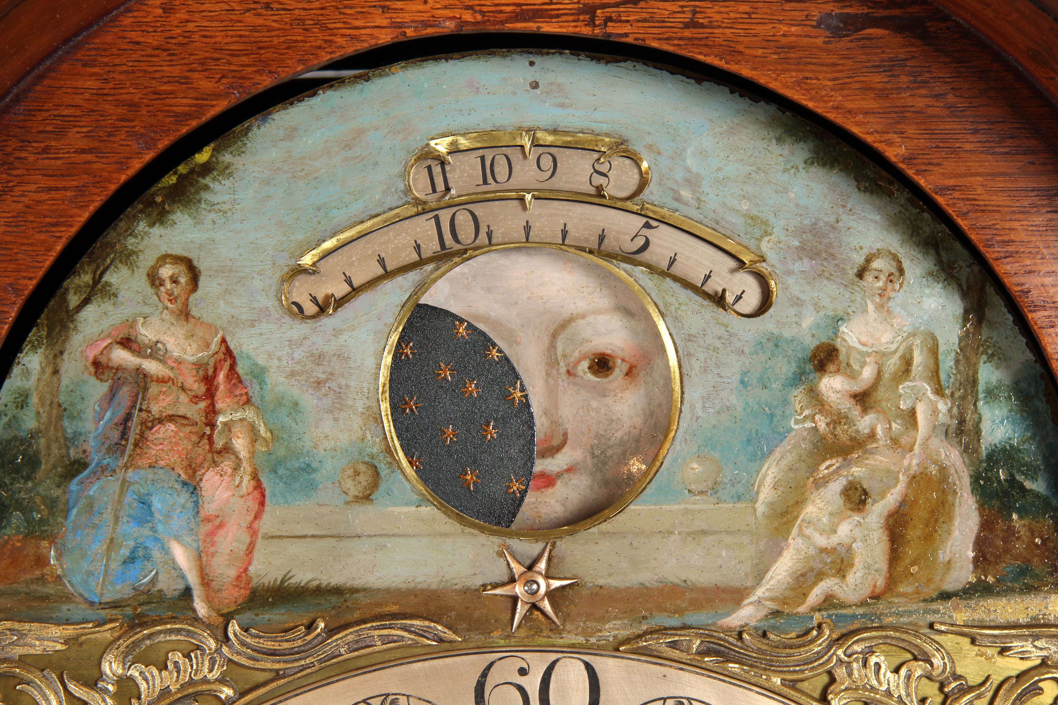 18th Century Dutch Grandfather Clock, Calendar and Moonphases, Amsterdam 1760-70 In Good Condition For Sale In Greven, DE