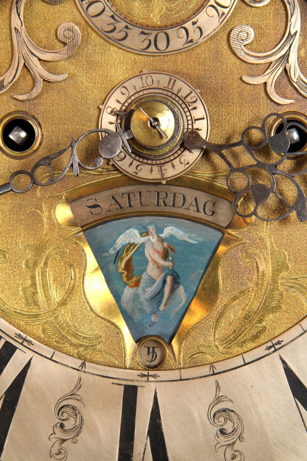 Mid-18th Century 18th Century Dutch Grandfather Clock, Calendar and Moonphases, Amsterdam 1760-70 For Sale
