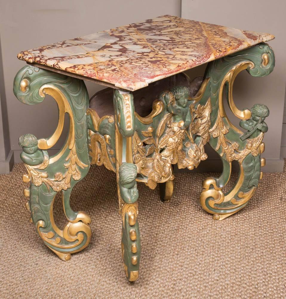 18th Century Dutch Green Painted and Gilt Centre Table 