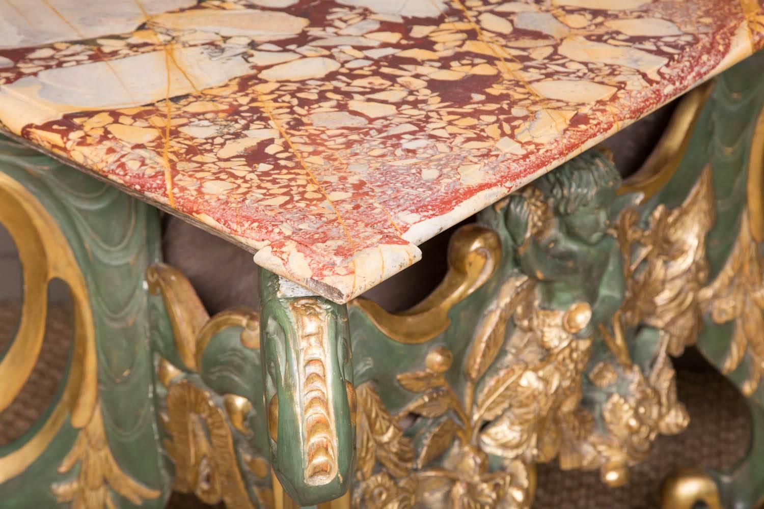 18th Century Dutch Green Painted and Gilt Centre Table 