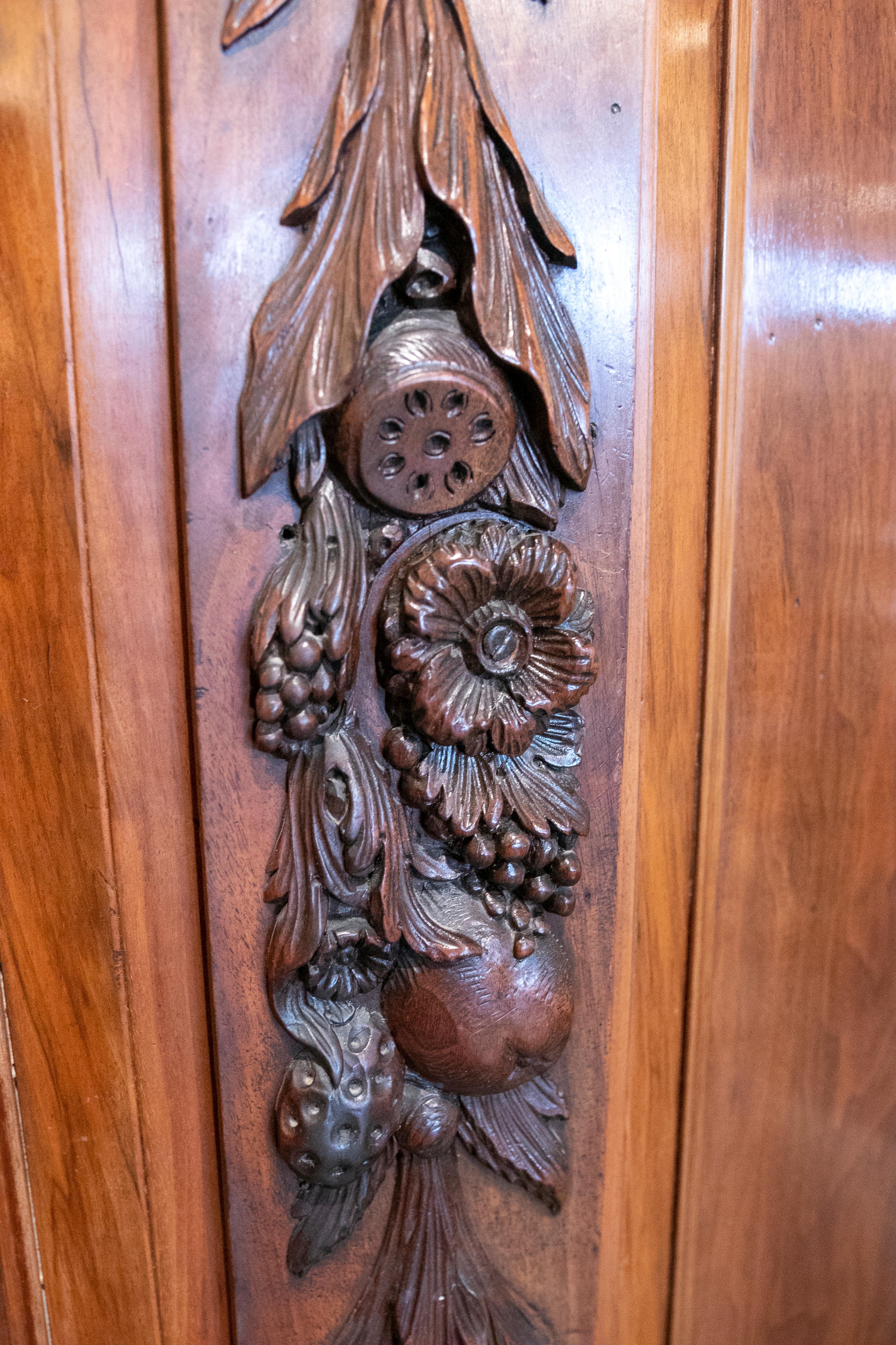 18th Century Dutch Hand-Carved Walnut Cupboard with Fruit Decoration 14