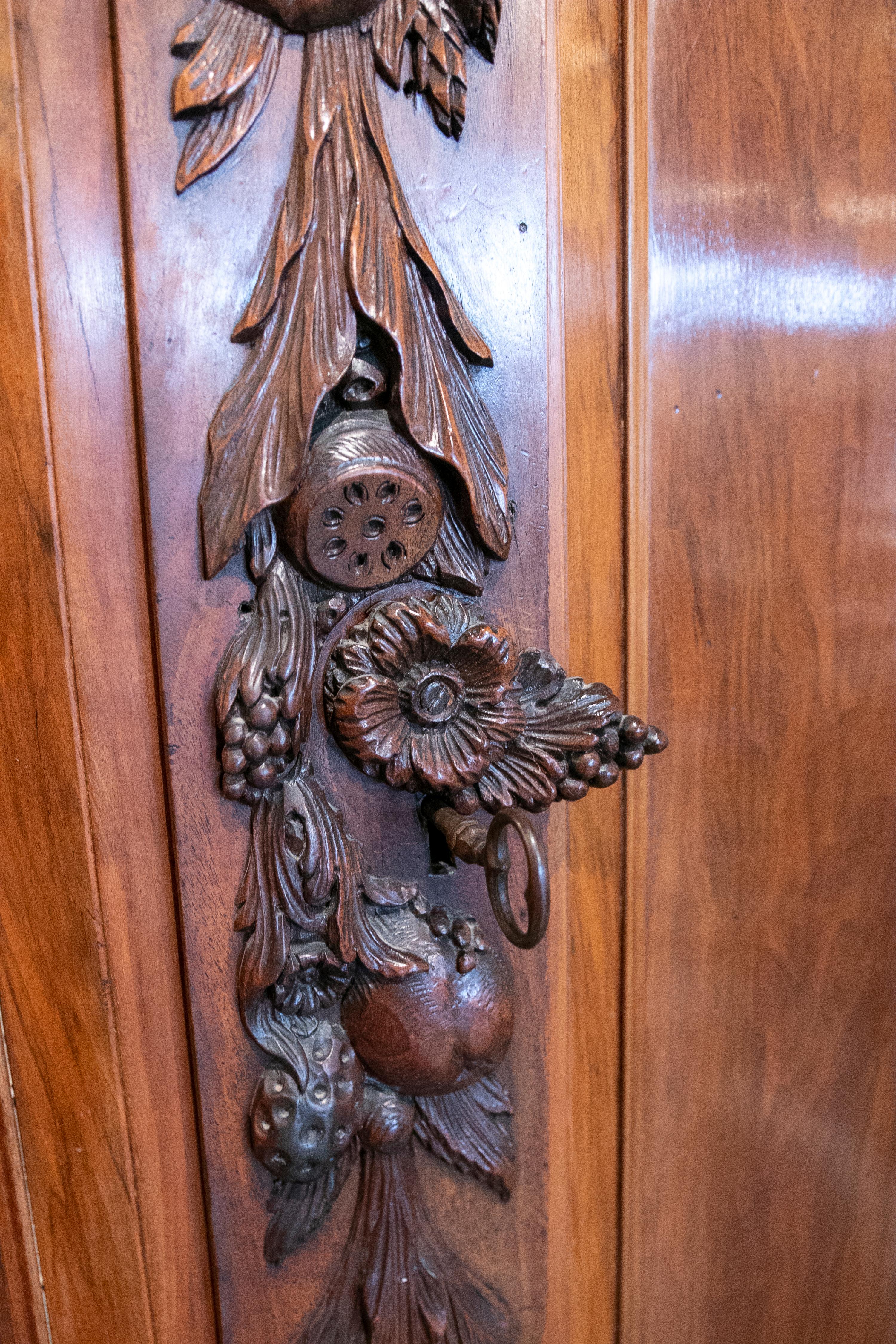 18th Century Dutch Hand-Carved Walnut Cupboard with Fruit Decoration 15