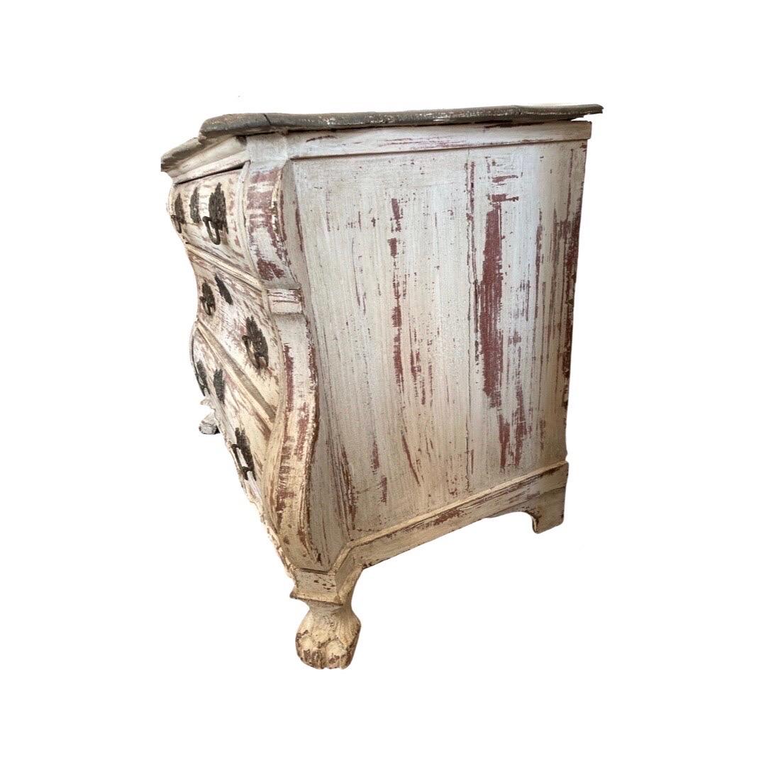 Baroque 18th Century Dutch Hand-Painted Bombay Oak Chest of Drawers