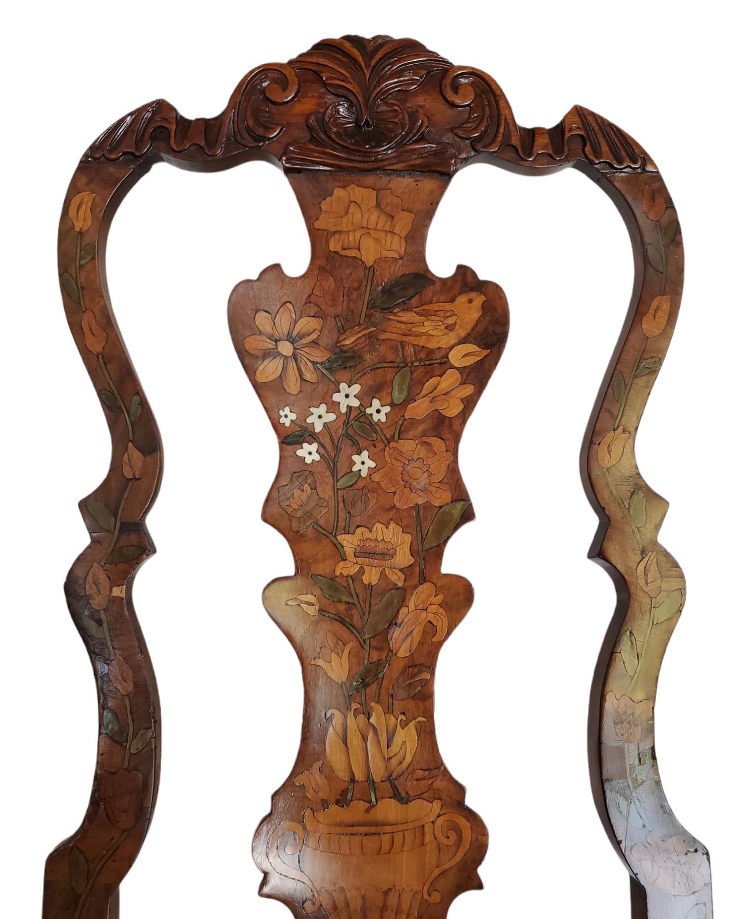 Neoclassical 18th Century Dutch Inlaid Walnut Side Chairs For Sale