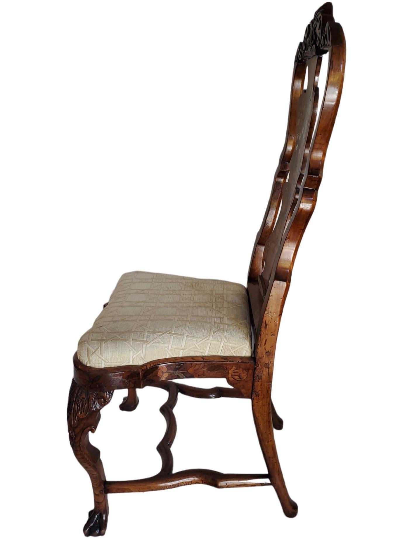 18th Century Dutch Inlaid Walnut Side Chairs In Good Condition For Sale In Los Angeles, CA