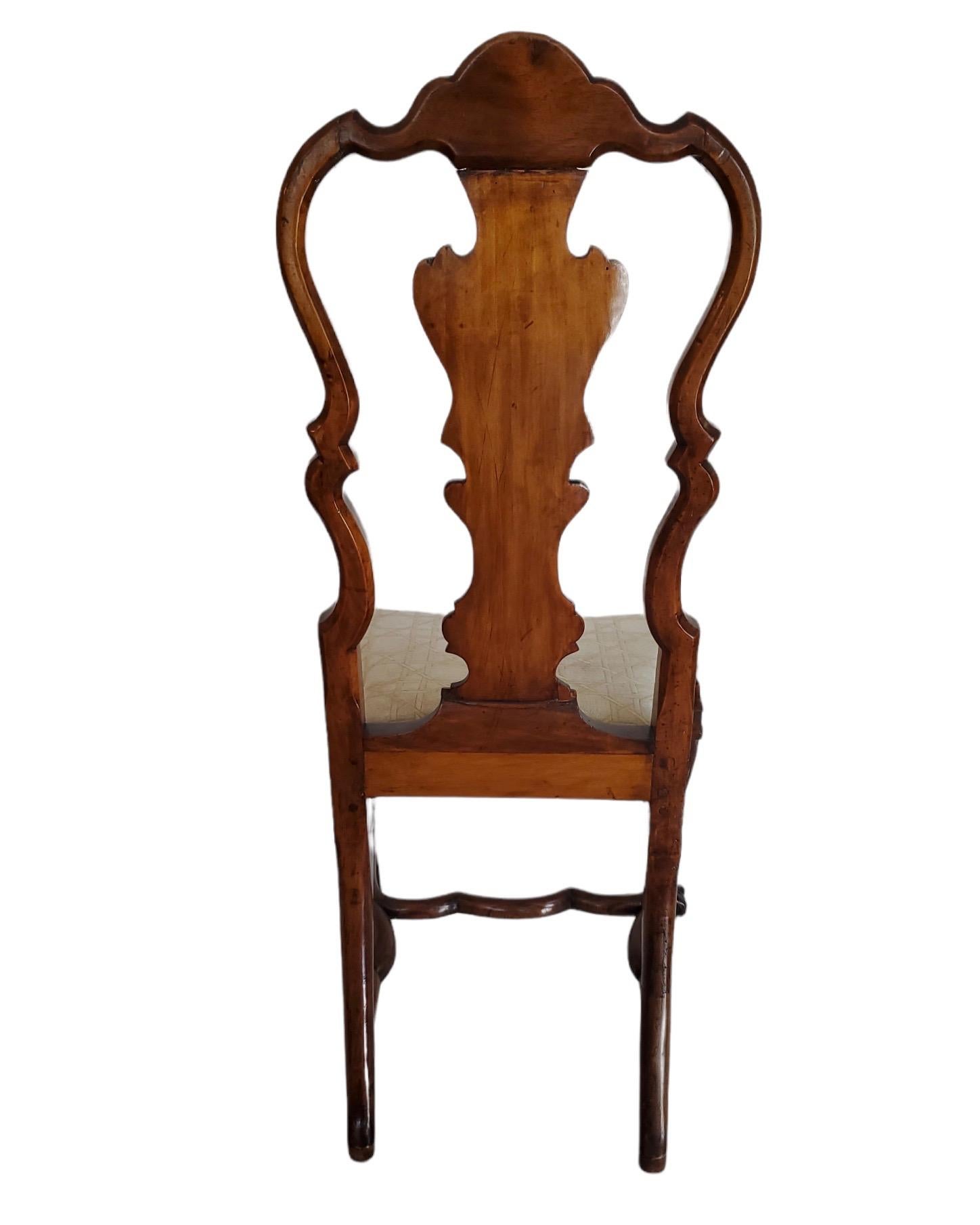 18th Century and Earlier 18th Century Dutch Inlaid Walnut Side Chairs For Sale