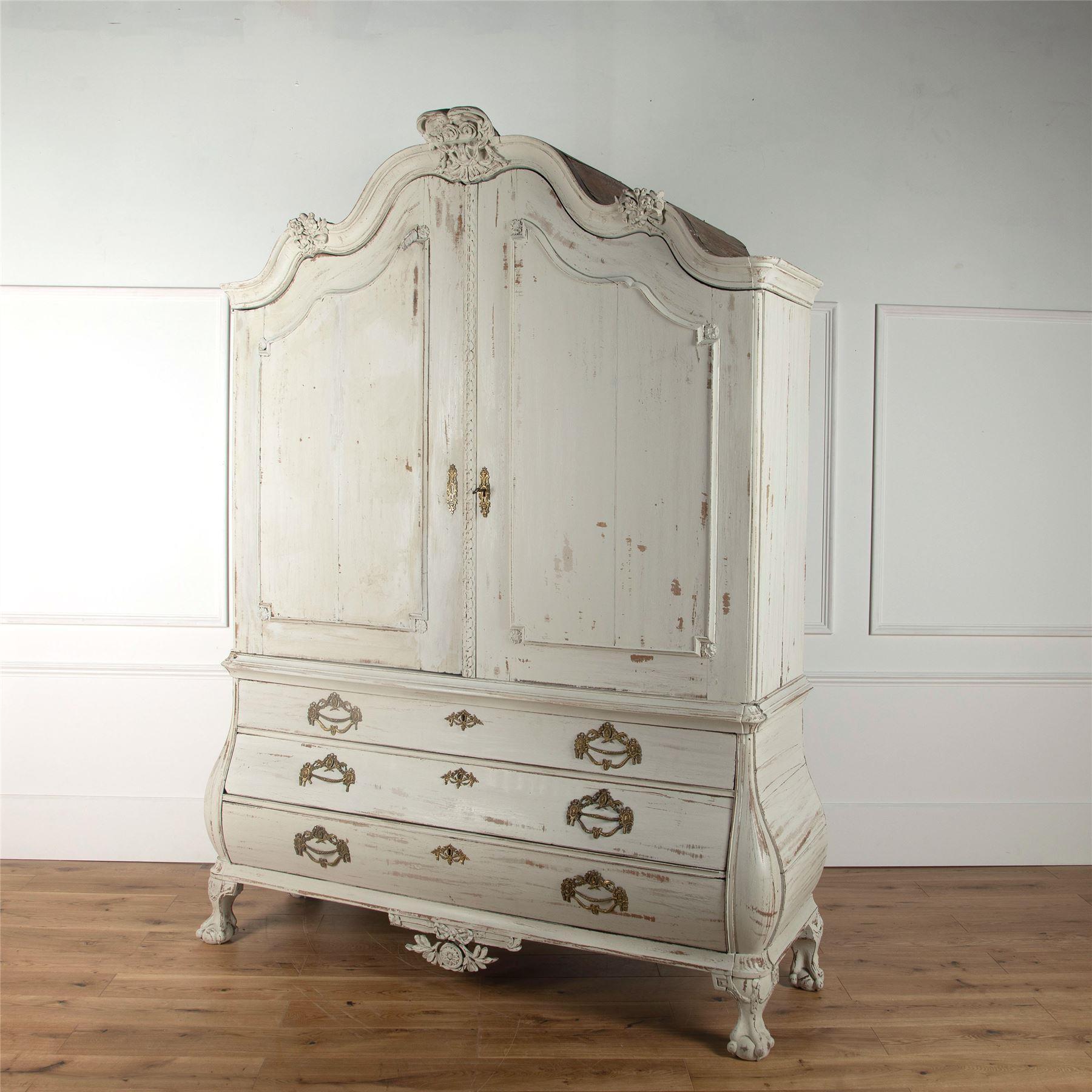 Painted 18th Century Dutch Linen Press Cupboard